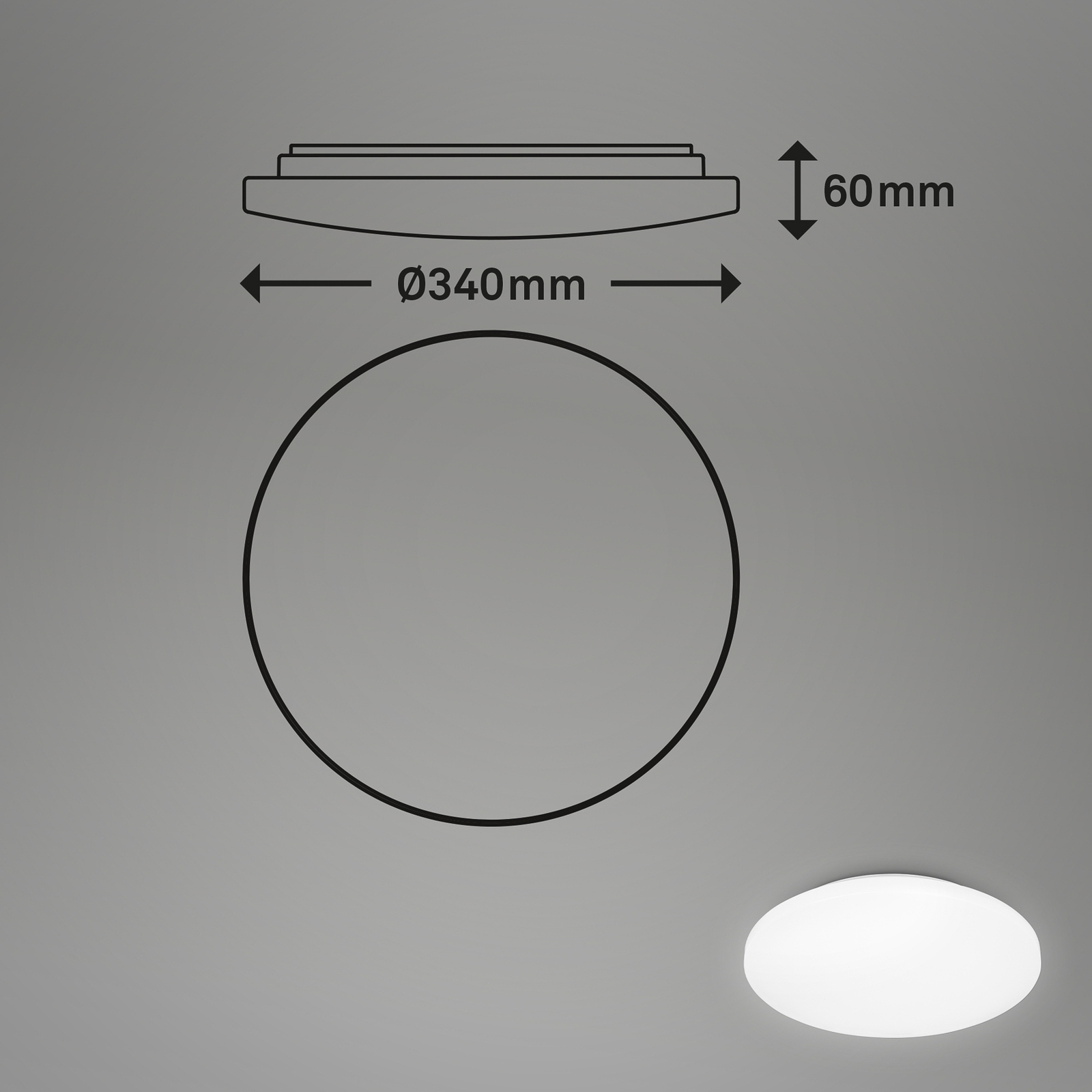 LED-Deckenleuchte Case fürs Bad IP44 3.000K Ø 34cm
