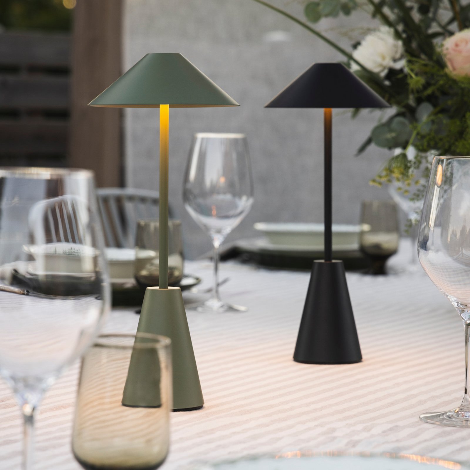 Globen Lighting Lampe de table d'extérieur rechargeable Cannes, verte, IP54