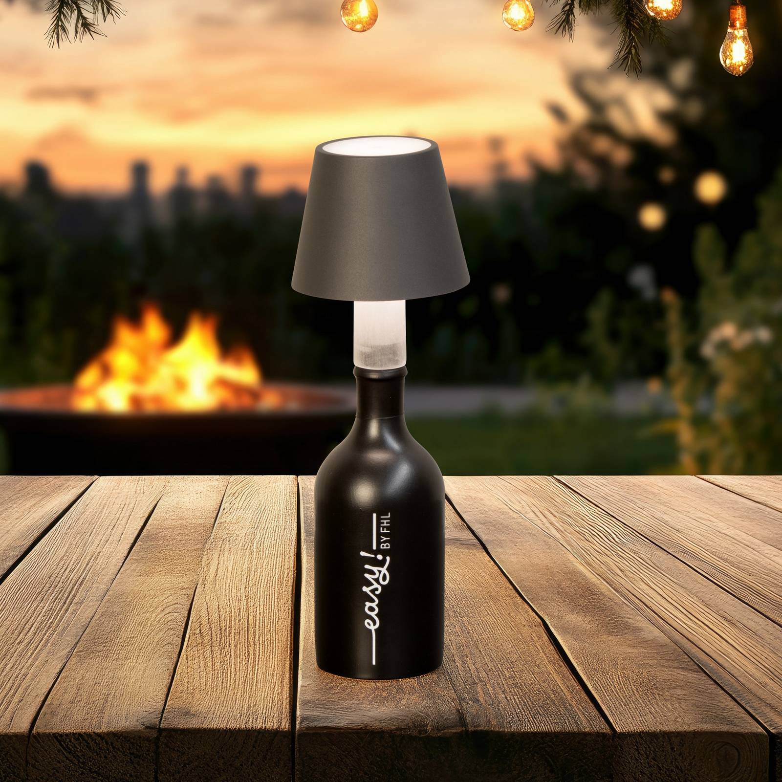 FH Lighting Lampe LED pour bouteille Fiocco, gris sable, CCT, IP54, à intensité variable