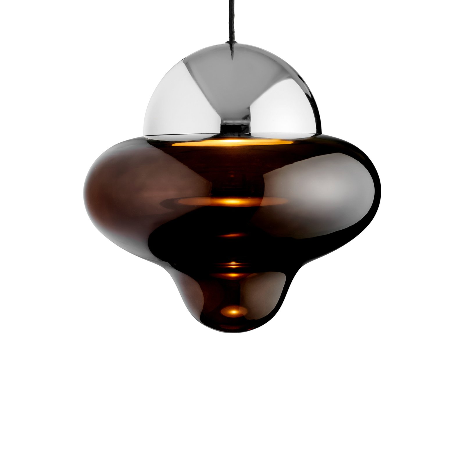 LED závesné svietidlo Nutty XL, hnedá / chrómová farba, Ø 30 cm