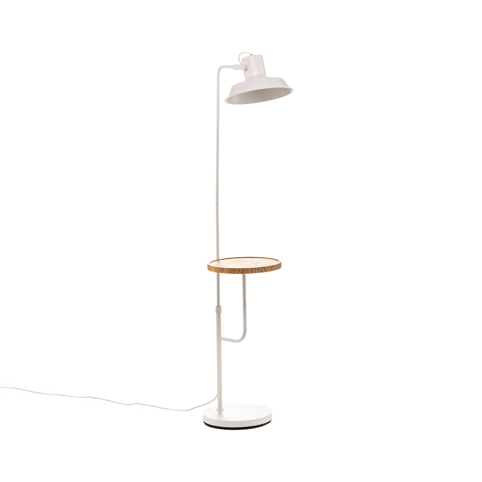 Lindby Berami floor lamp with a shelf, white