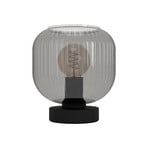 Stolová lampa Dasmina, dymovo šedá/čierna, sklo, oceľ, E27