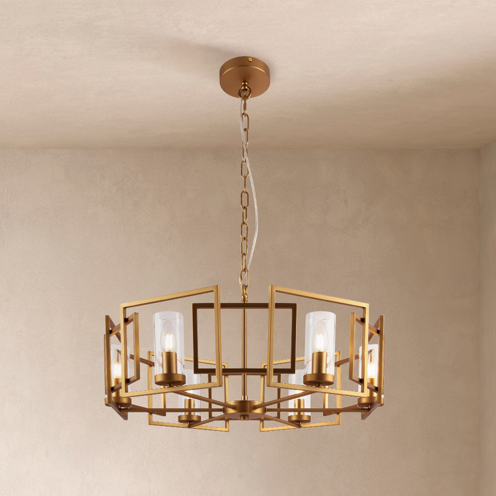 Maytoni lampă suspendată Bowi Ø 656 cm aurie 6 x E14 - Camera de zi / sufragerie - Antichitate - auriu transparent - Metal