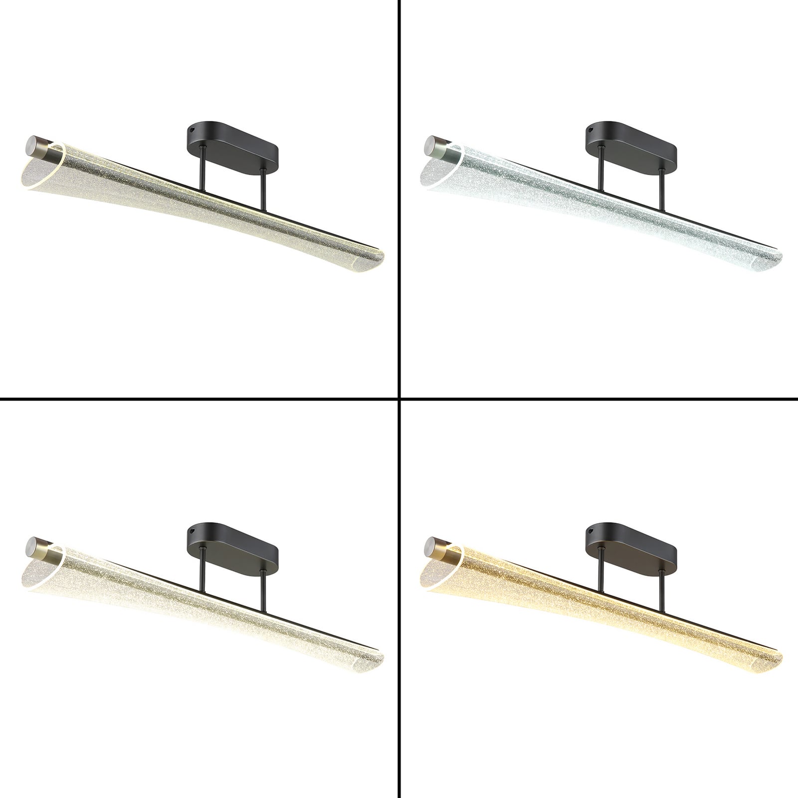 Plafonnier LED Malinda, transparent/anthracite, 81 cm de long, CCT Plafonnier LED Malinda, transparent/anthracite, 81 cm de long, CCT