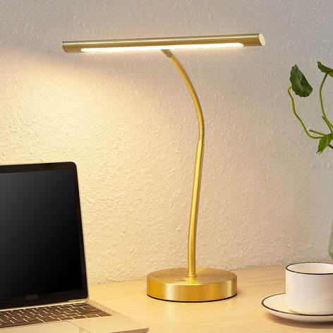 Lindby Nikali LED-Schreibtischlampe, messing matt