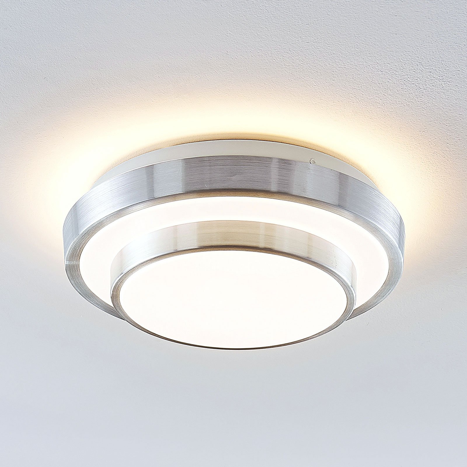 Lindby Naima LED ceiling lamp, aluminium, round, 29.5 cm