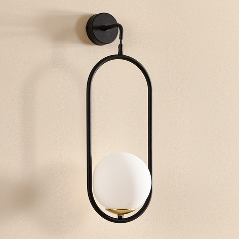 Lampa wisząca Samba, szkło opalowe/czarna, 1-pkt.