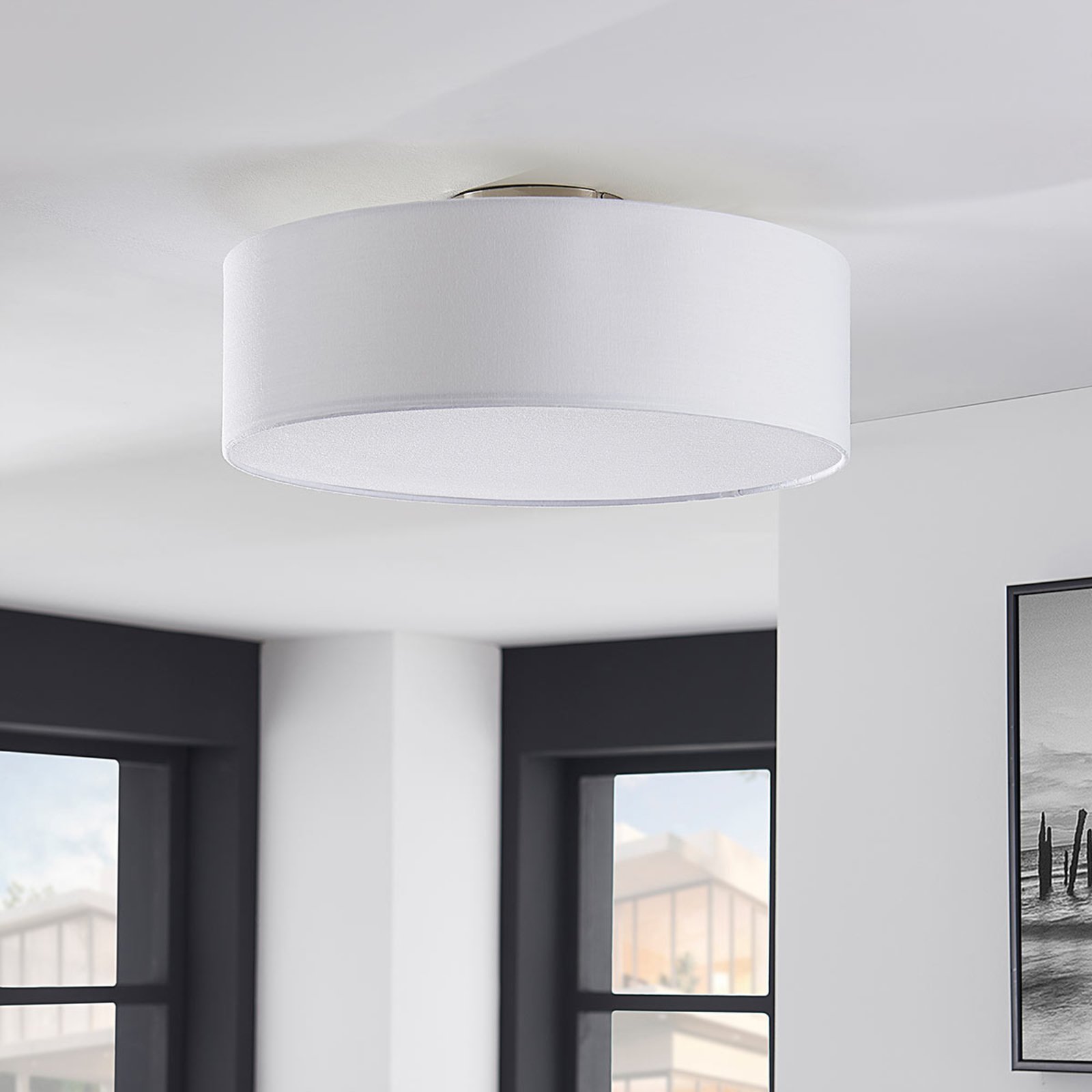 Sebatin Candeeiro de Tecto Ø40 White/Nickel - Lindby