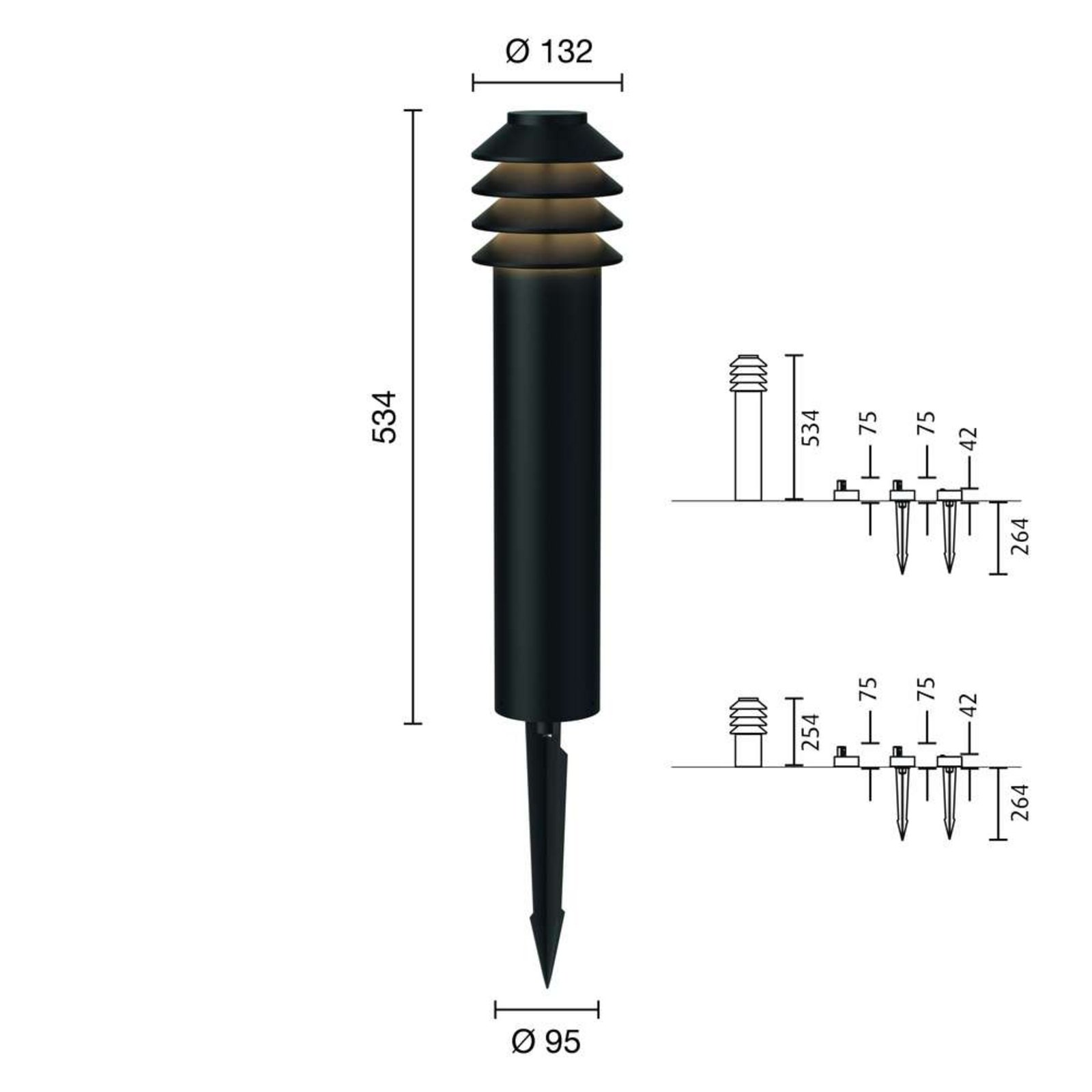 Bysted Garden LED Lampă de Grădină Long 2700K w/Spike + Connector Black - Louis