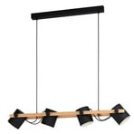 Suspension Hornwood, quatre lampes, inclinable