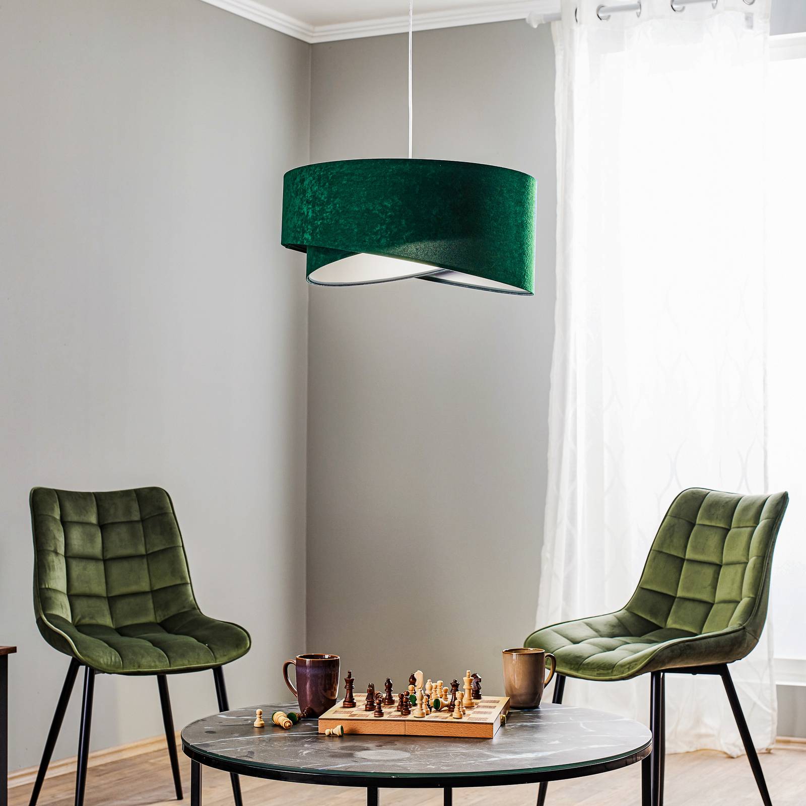 Vivien függő lámpa, kétszínű, zöld/ezüst