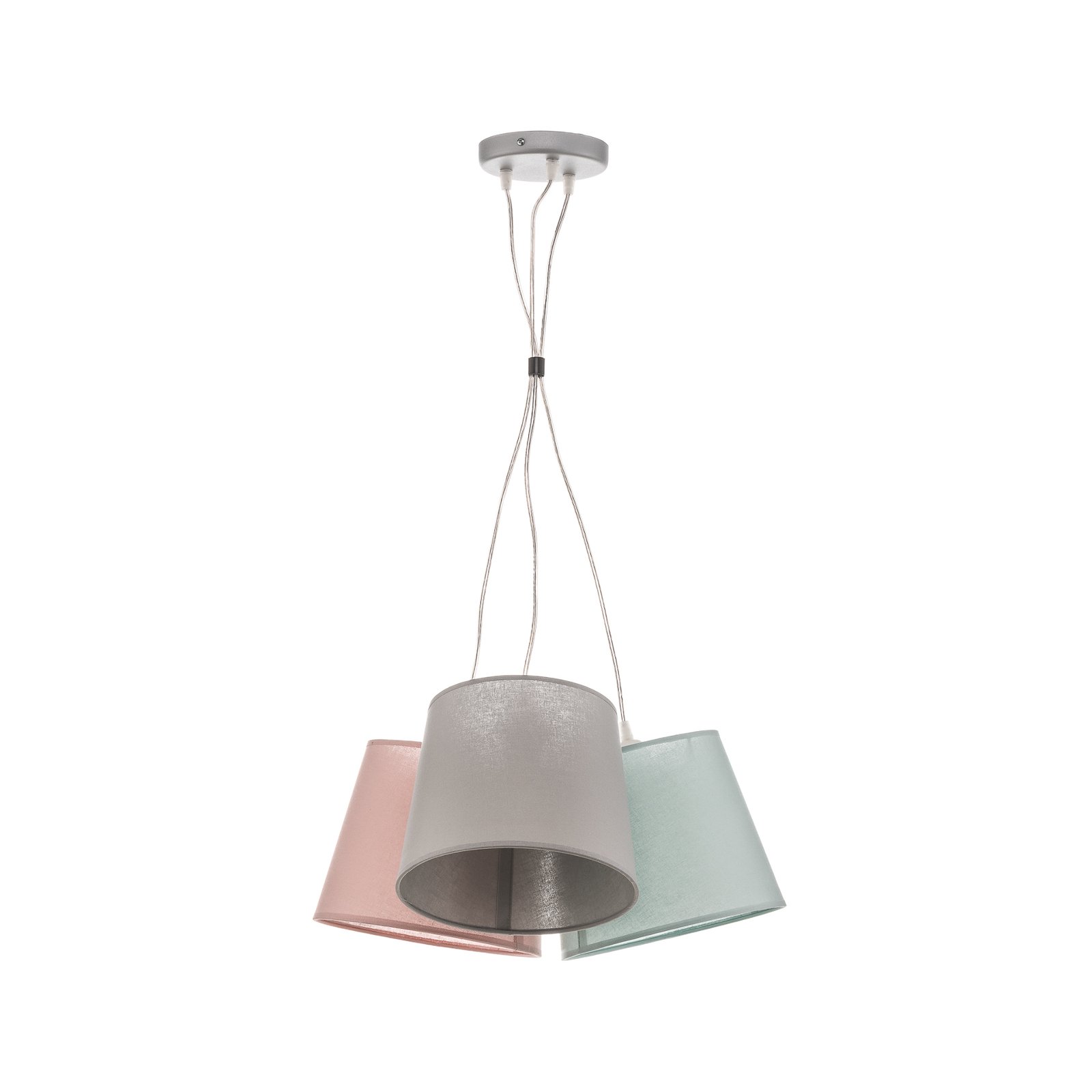 Rossa függő lámpa, 3 izzós szürke/rózsaszín/zöld