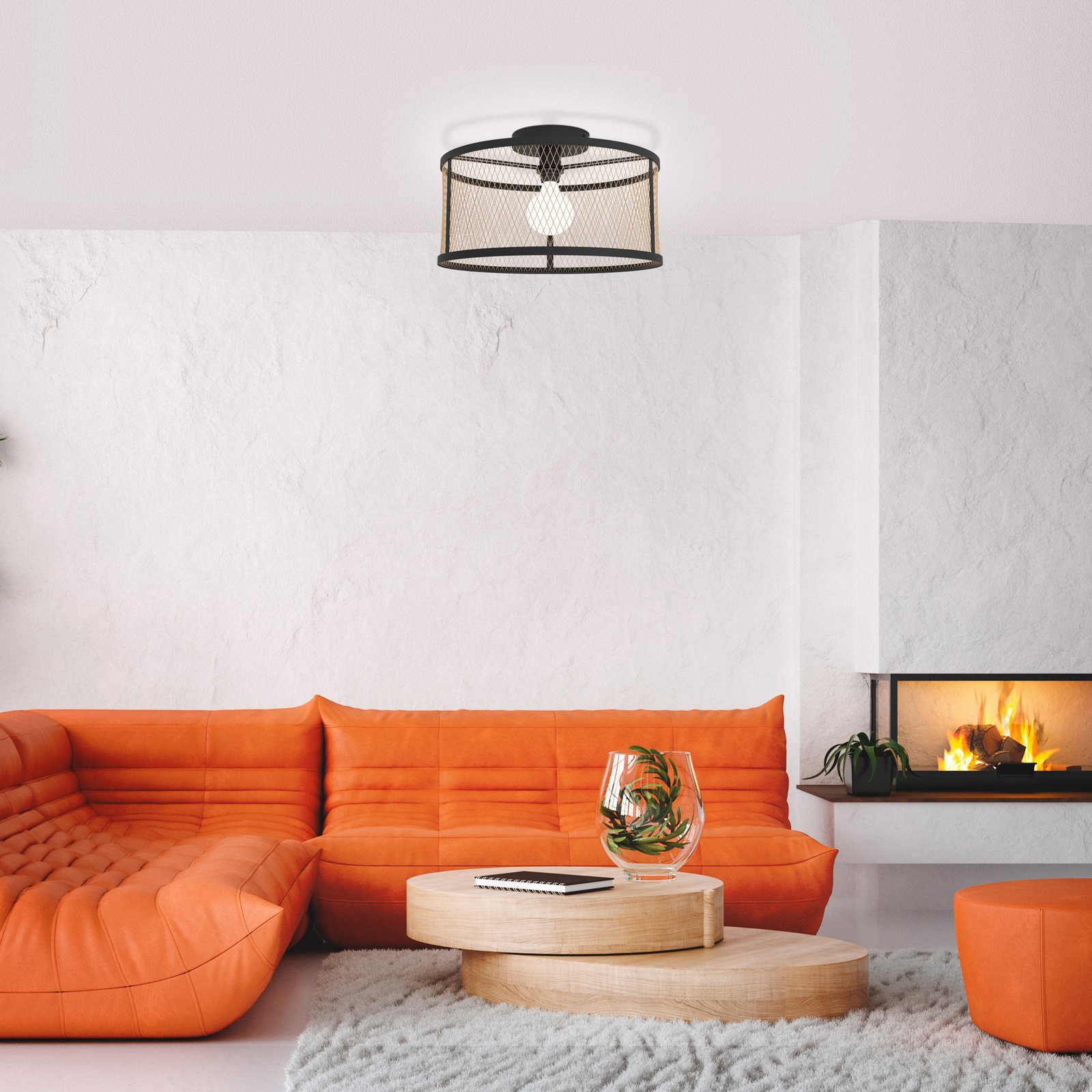 Stropní svítidlo Dellow, Ø 45 cm, černá/mosazná barva, ocel