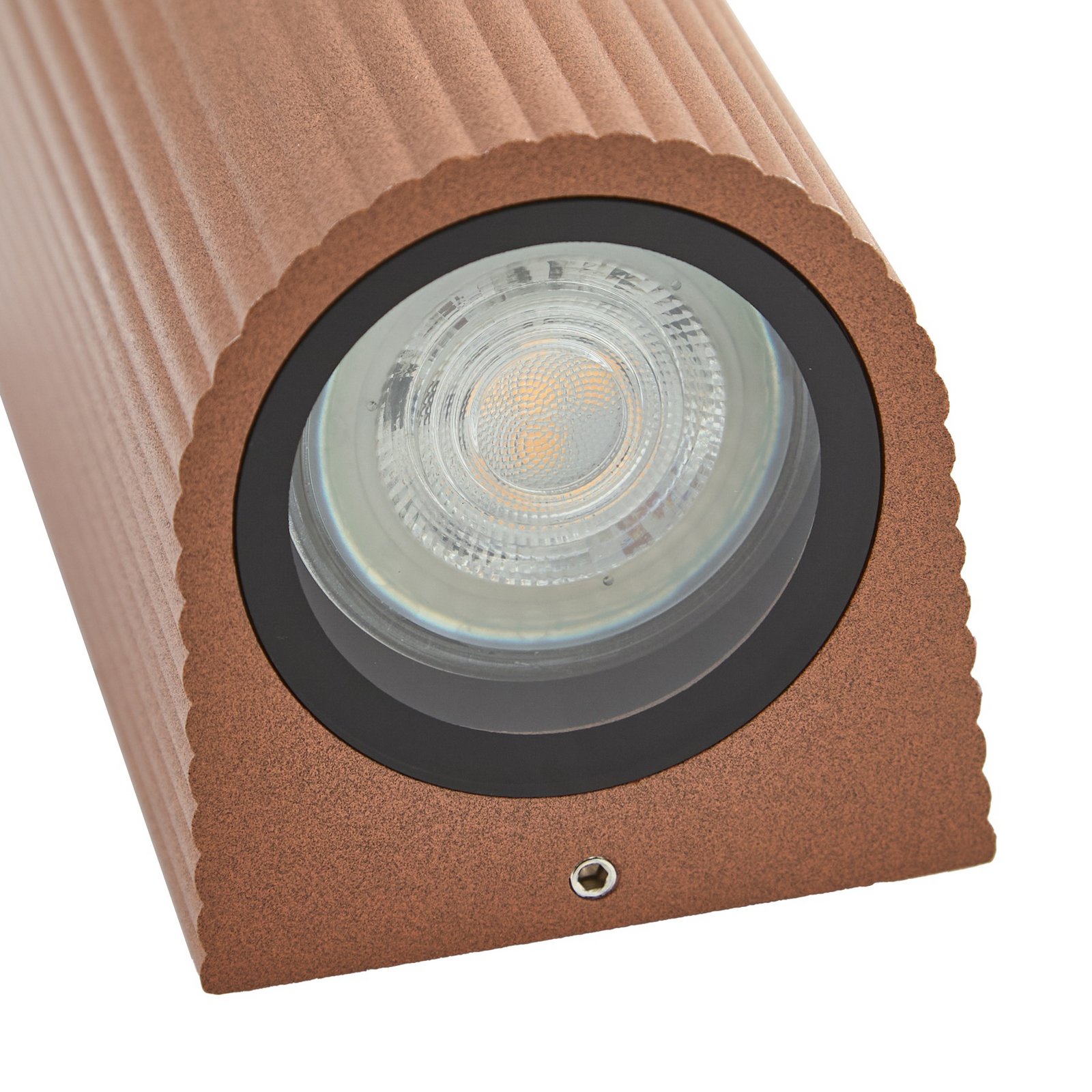 Lindby ulkoseinävalaisin Aluvo, ruoste, 16 cm, IP65, aallotettu