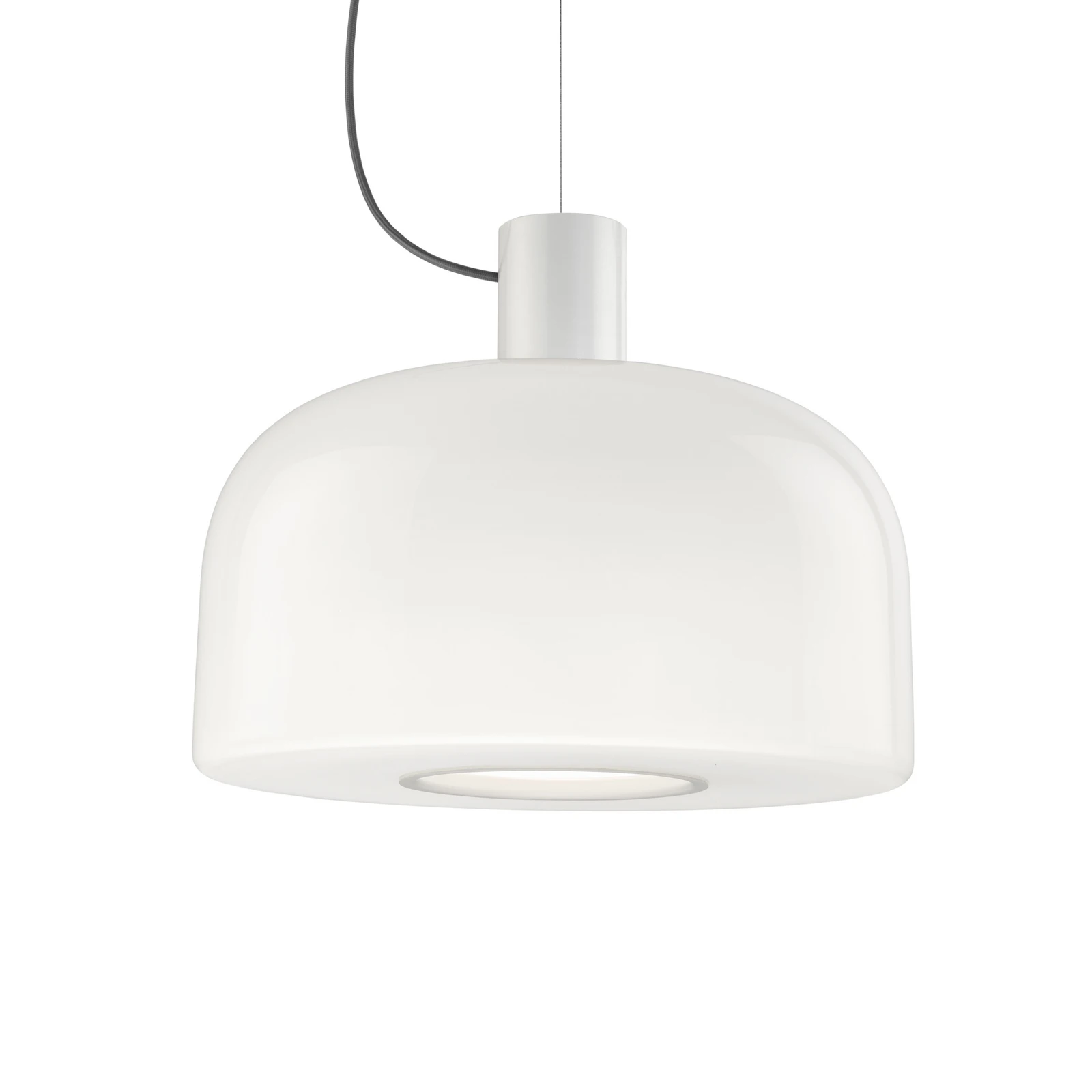 FLOS závesné svietidlo Bellhop Glass S2, biele, Ø 45 cm, sklo, E27