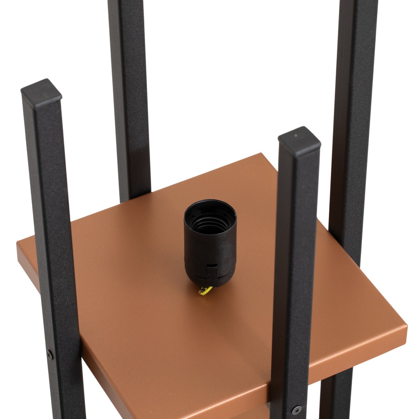 Vloerlamp Shelf, zwart/koper, stof, hoogte 130 cm, E27