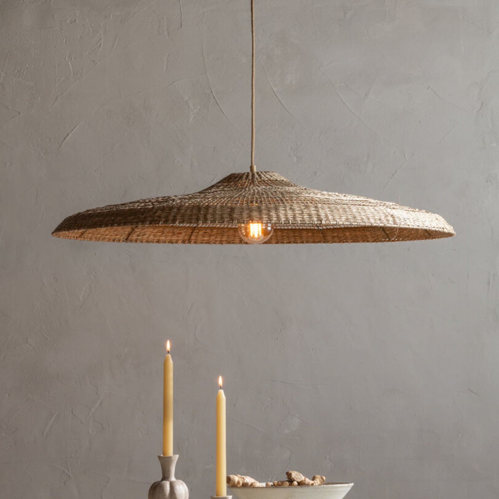 GOOD & MOJO Hängelampe Santorini, Ø75cm, natur, Seegras, E27