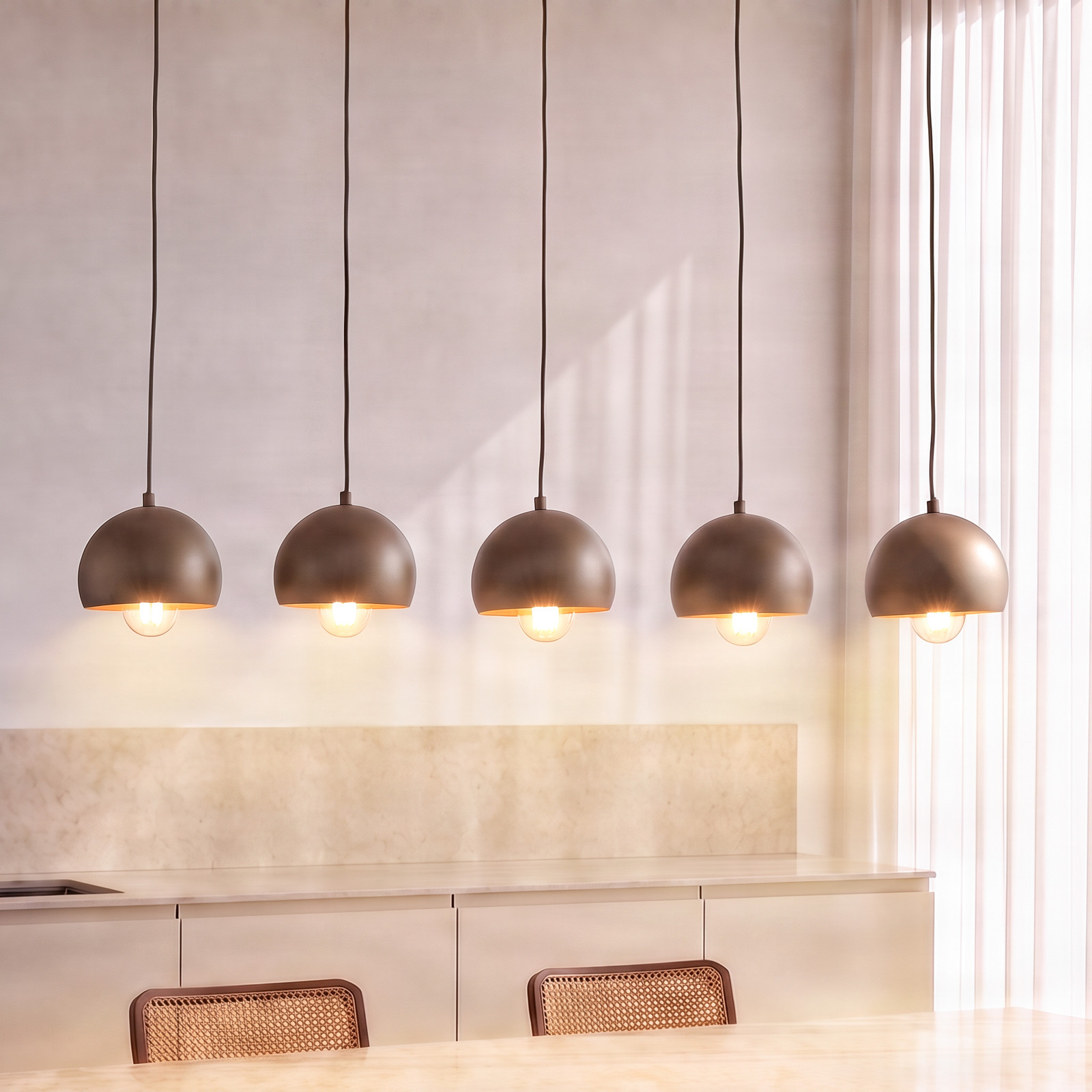 Luminex Viseća lampa Sool, bež, duljina 95 cm, 5 žarulja, metal, E27 - Dnevni boravak/blagovaonica - bež mat