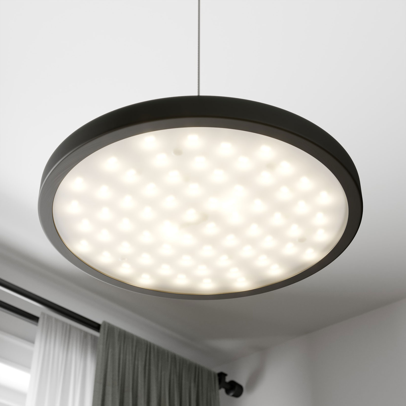 Quitani LED-pendellampe Gion, 1-lys, aluminium/sort