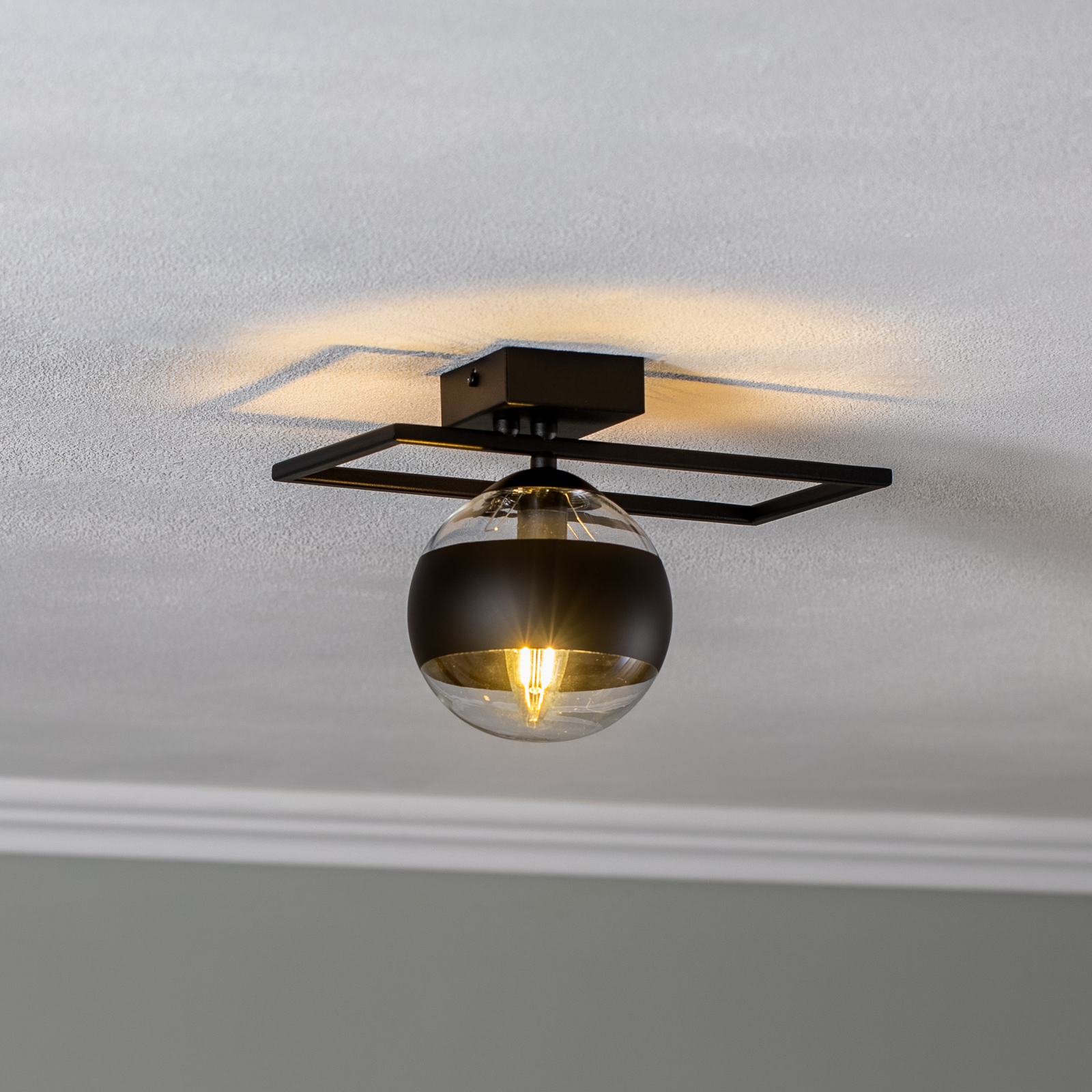 Imago ceiling light 1D, black/clear, one-bulb