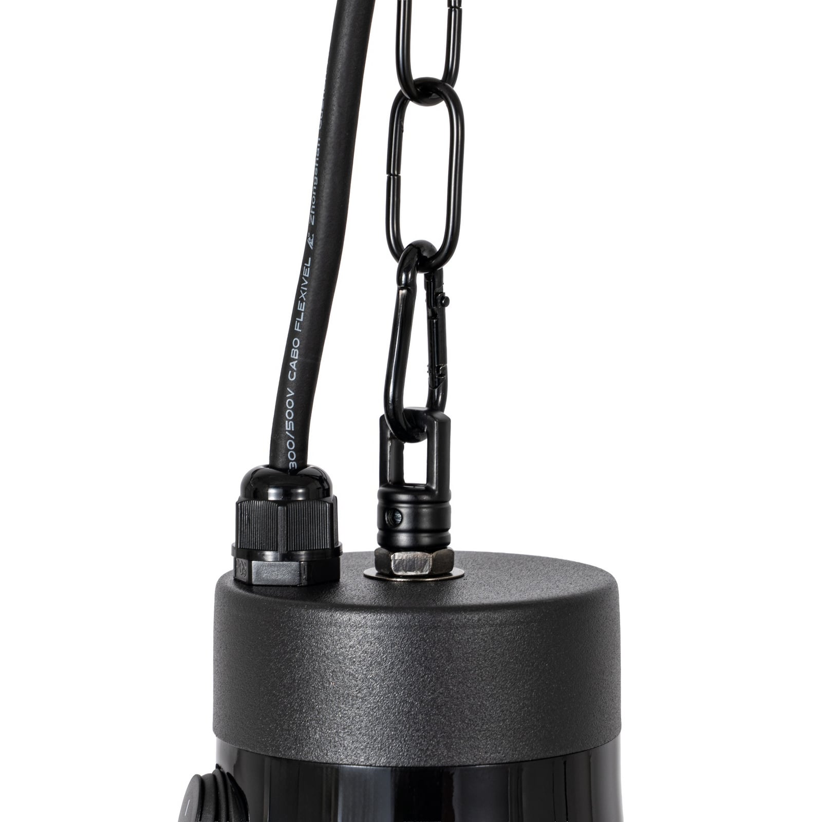Wiszący promiennik grzewczy Lucande Ormio, czarny, Ø 43 cm, IP44 Wiszący promiennik grzewczy Lucande Ormio, czarny, Ø 43 cm, IP44