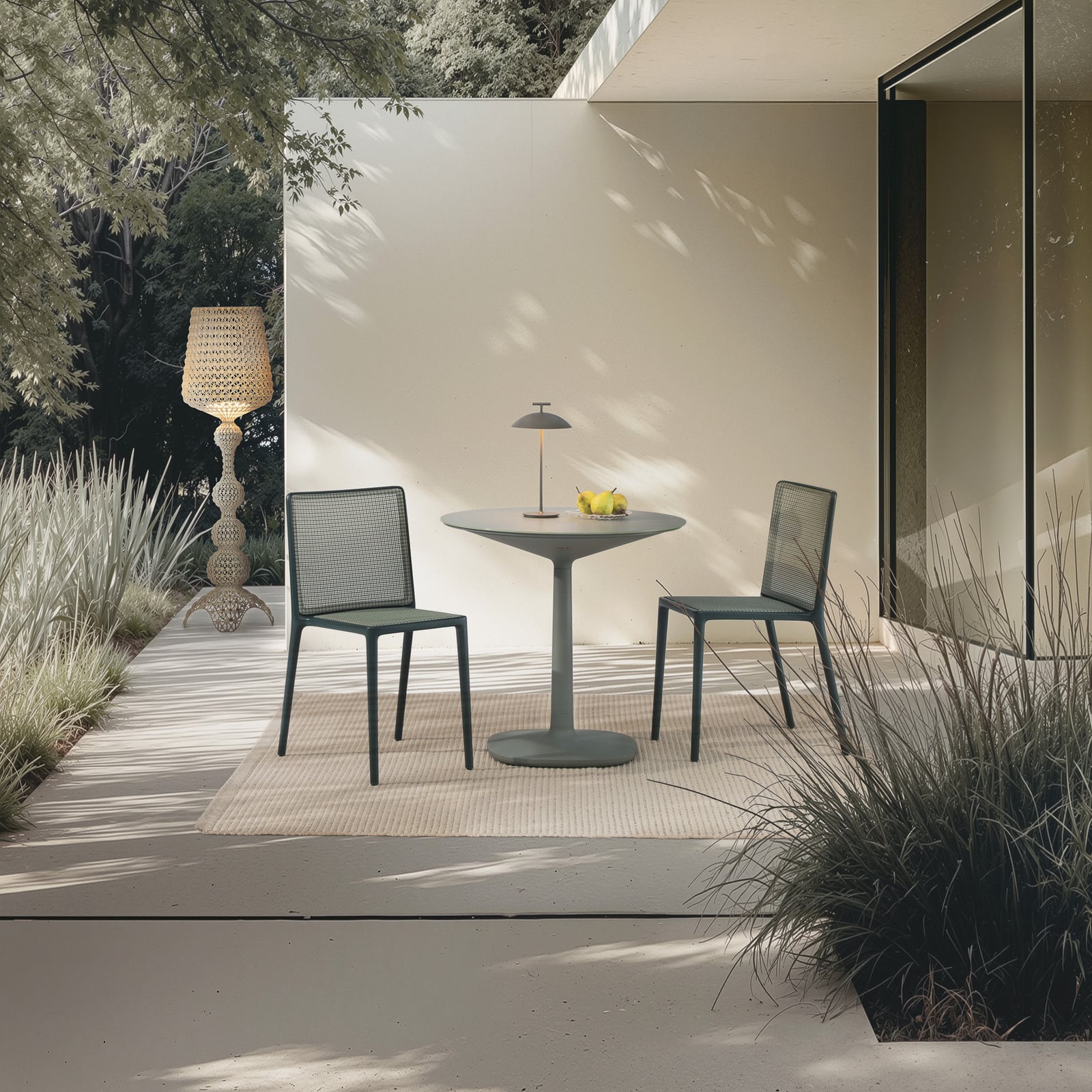 Kartell Kabuki LED outdoor floor lamp, dove grey, IP44, dimmable