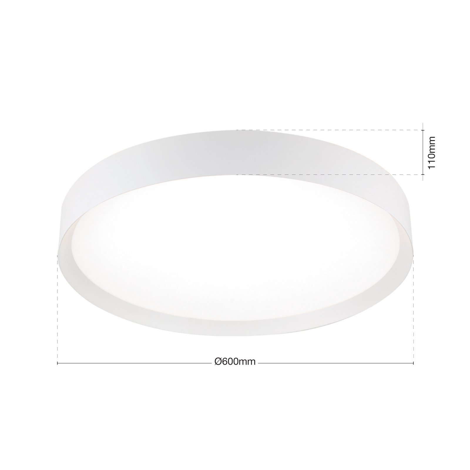 LED таванска лампа VARIO, Ø 60 cm, бяла, метал, CCT, с регулируема яркост