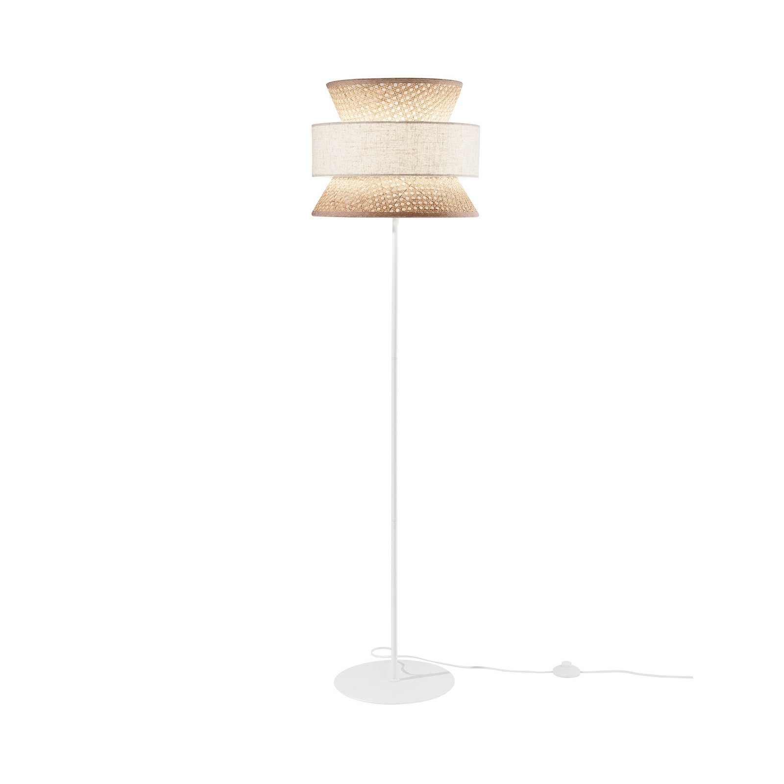 Golvlampa Gazebo, natur/beige, höjd 147 cm, rotting/tyg