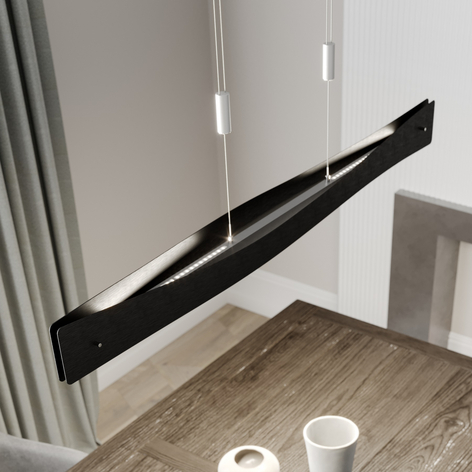 Lucande Lian LED-hengelampe, svart, aluminium