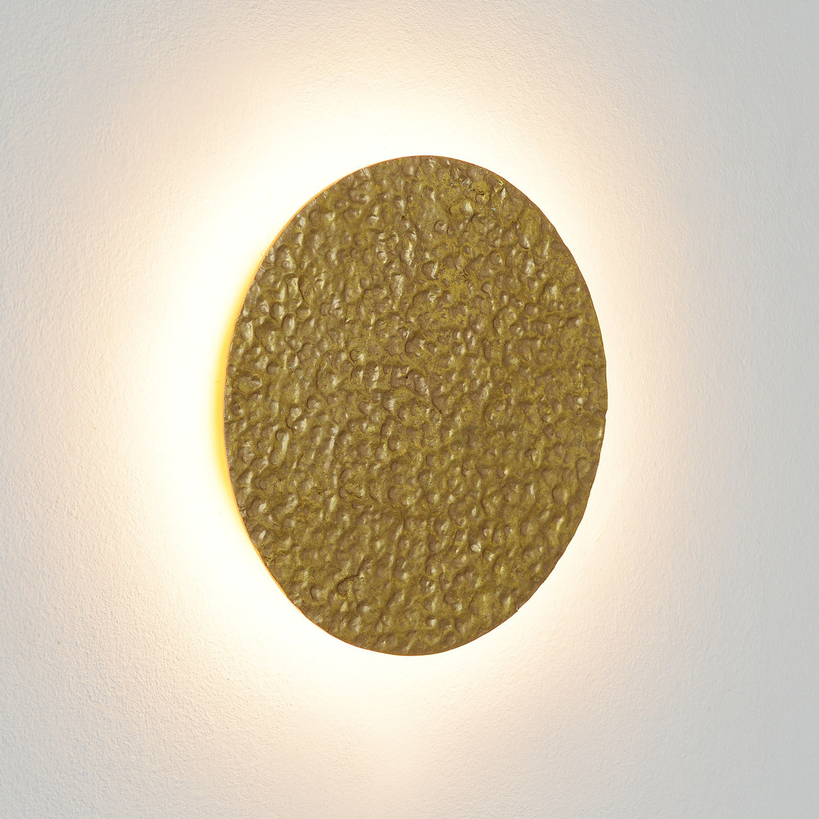 LED stenska svetilka Meteor, zlata barva, Ø 27 cm, železo