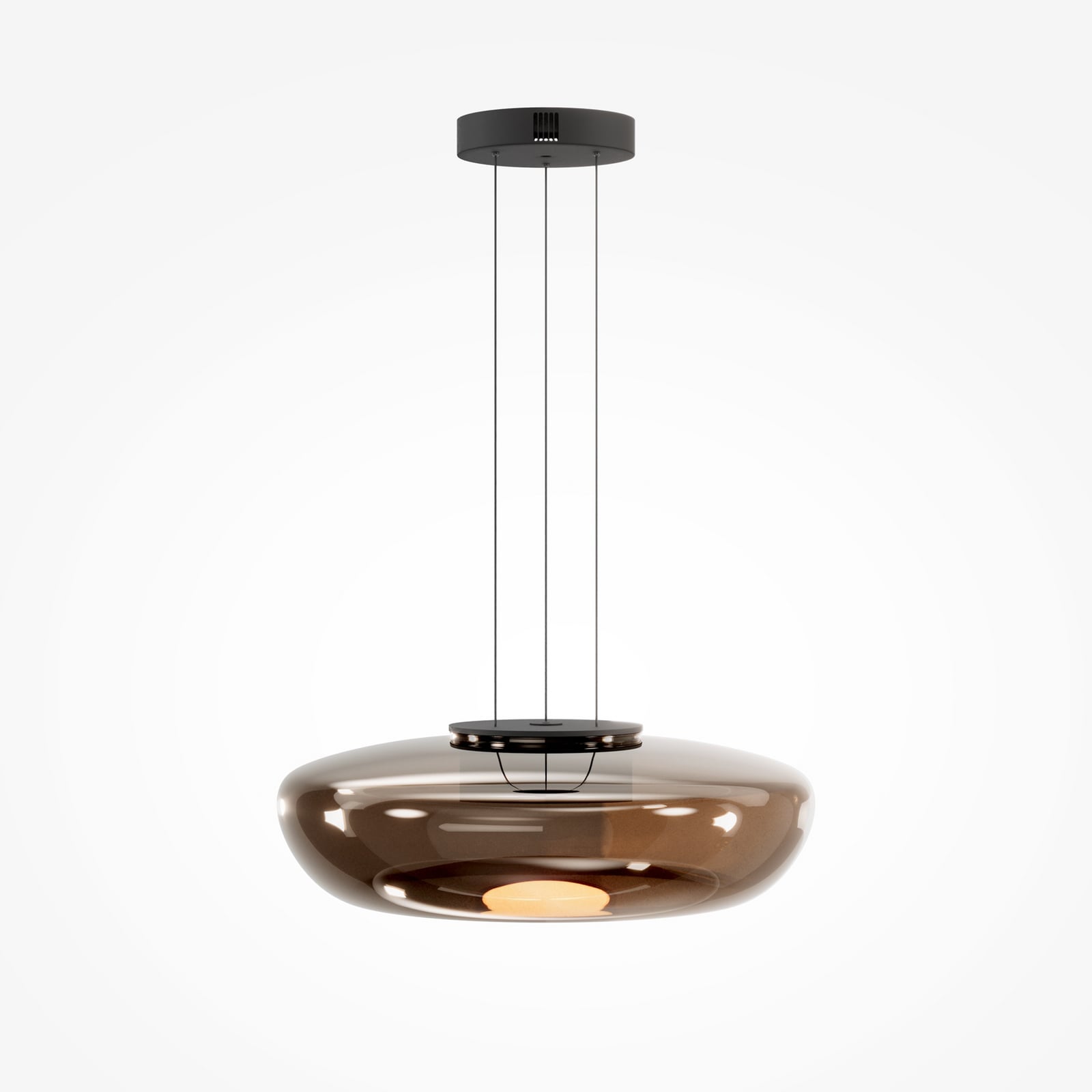 LED viseća svjetiljka Bassa, smeđa, Ø 45 cm, staklo, prigušiva