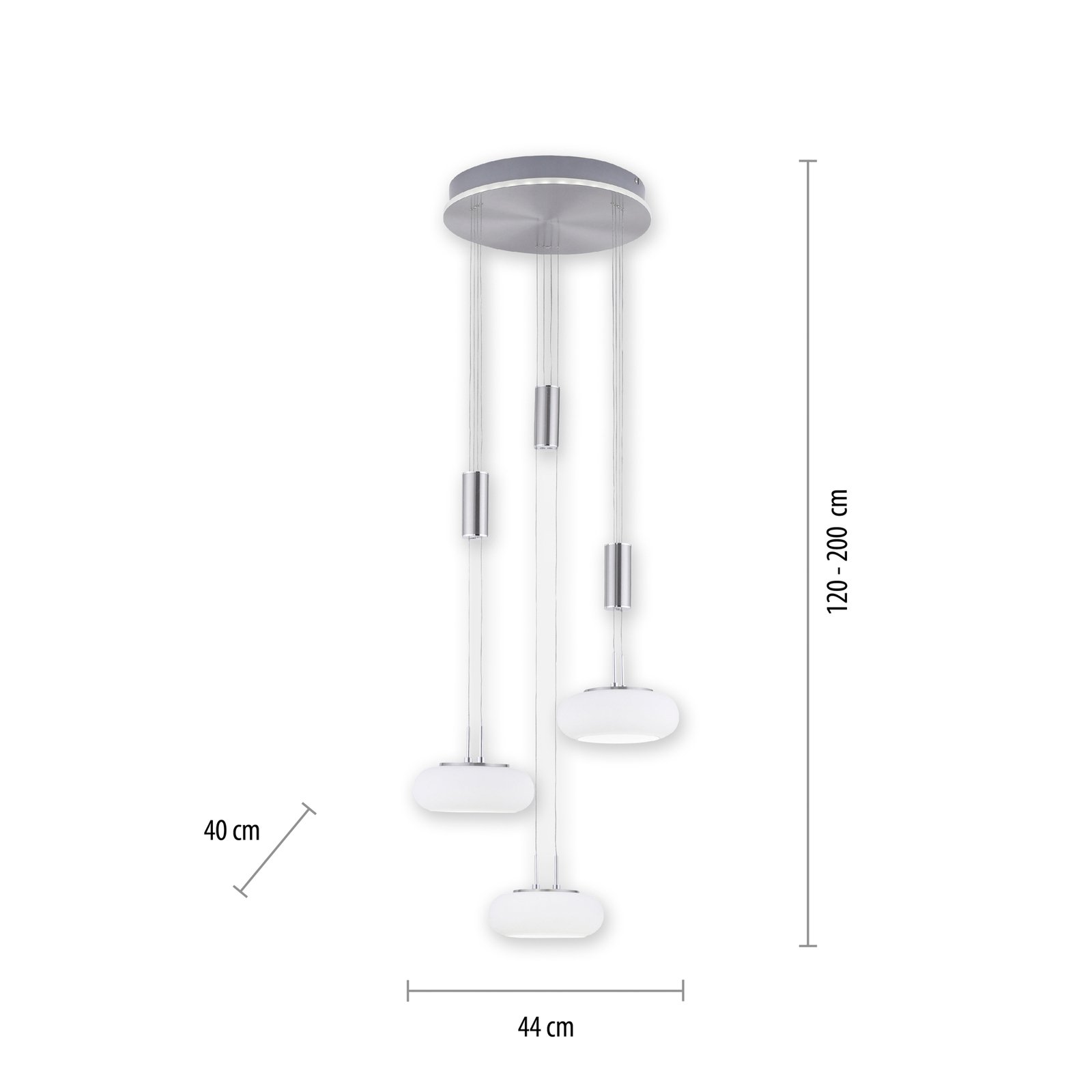 Paul Neuhaus Q-ETIENNE LED a sospensione, 3 luci