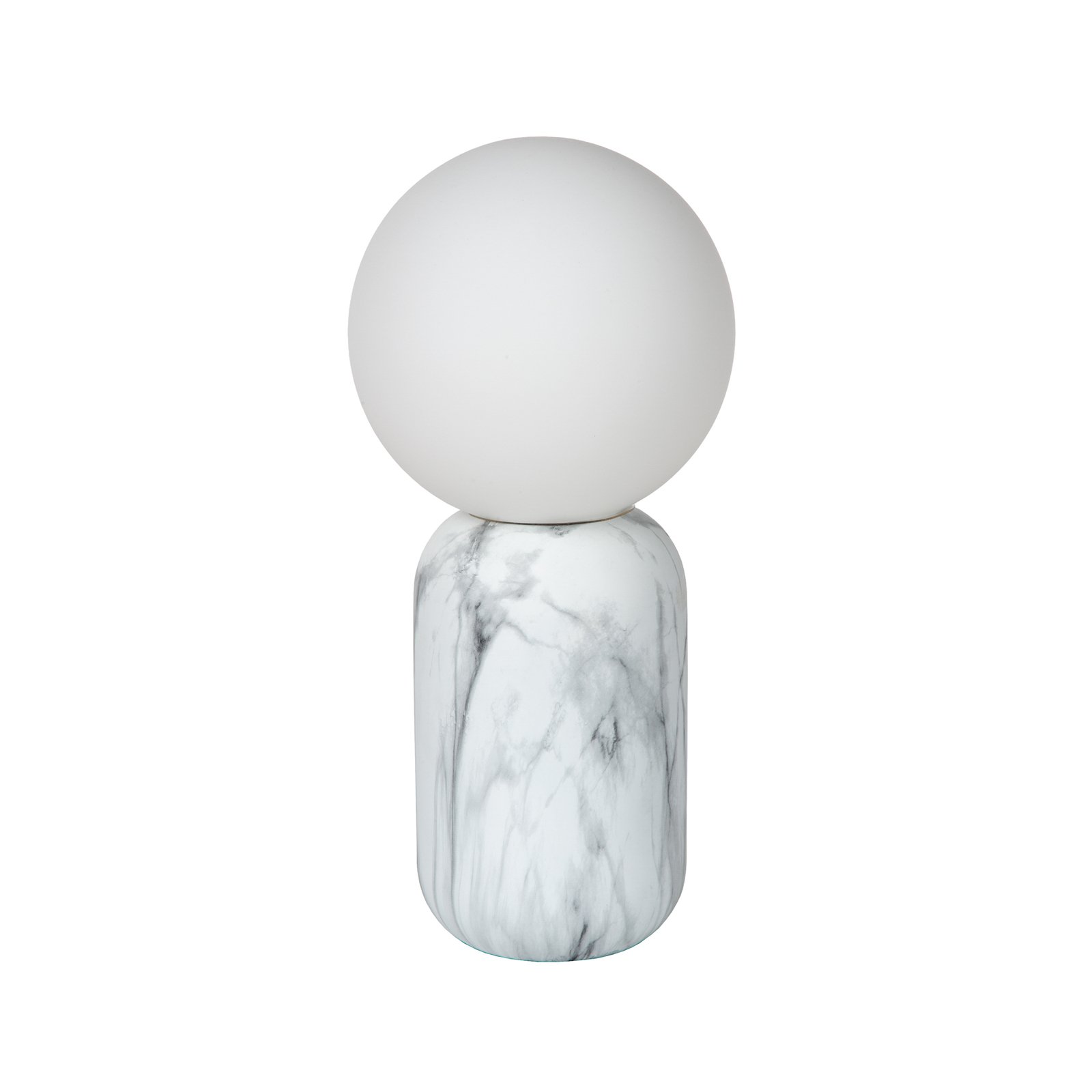 Bordslampa Marbol i marmoroptik, vit/opal