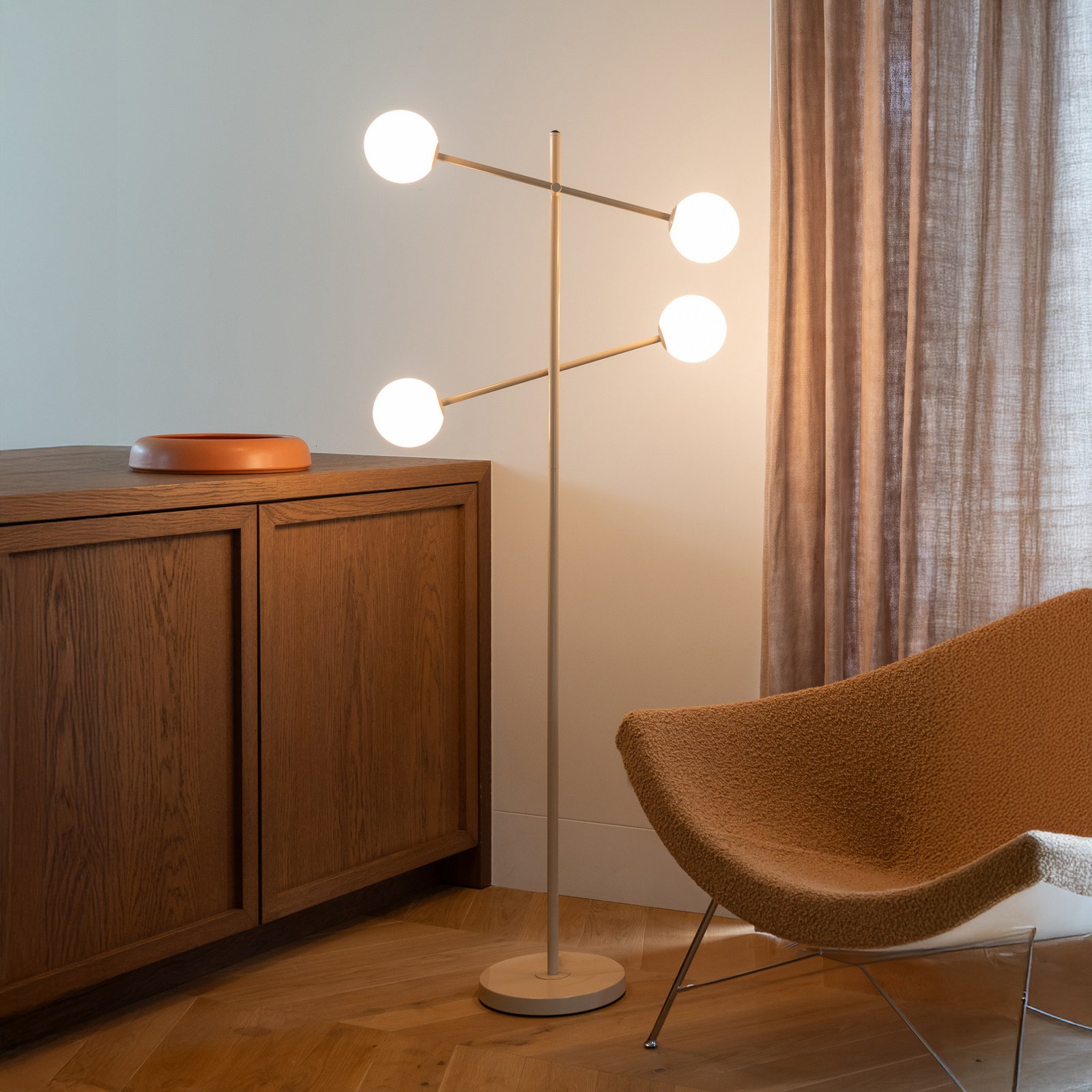 IT'S ABOUT ROMI Stehlampe Copenhagen, beige, Glas, drehbar