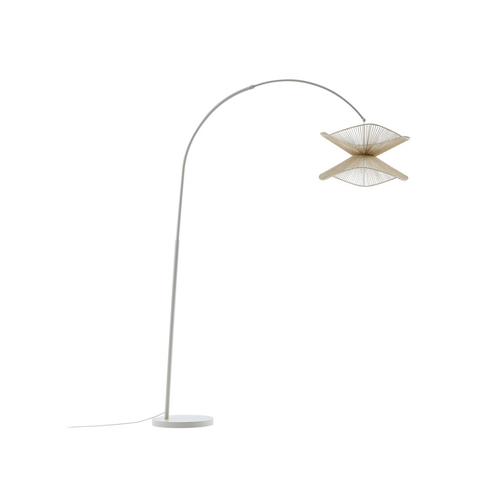 Lindby Bogenleuchte Valdorin, beige, Papier, 195 cm, IP20