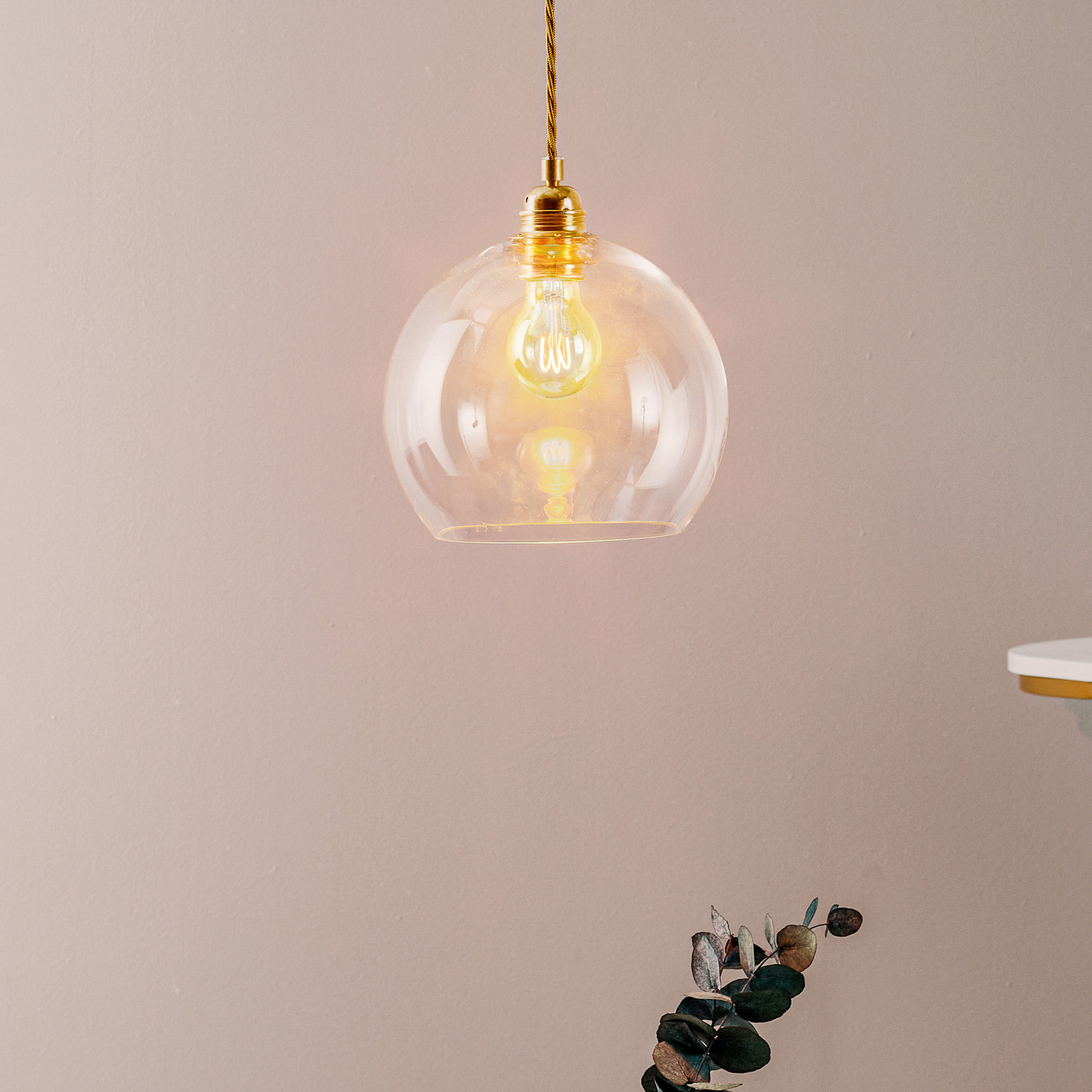EBB & FLOW Rowan hanglamp helder glas, goud Ø 22cm