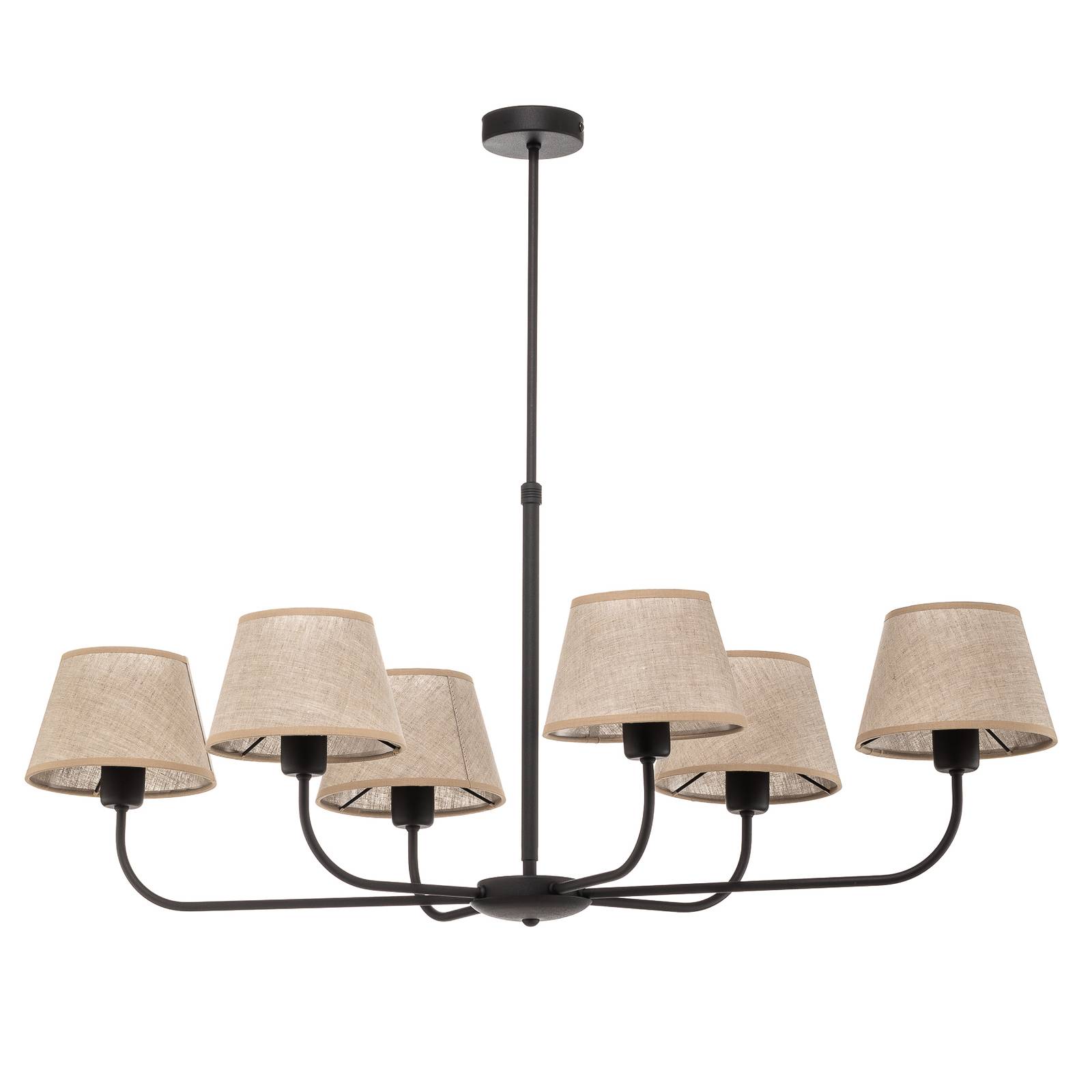 Lustre Chicago abat-jour lin six lampes