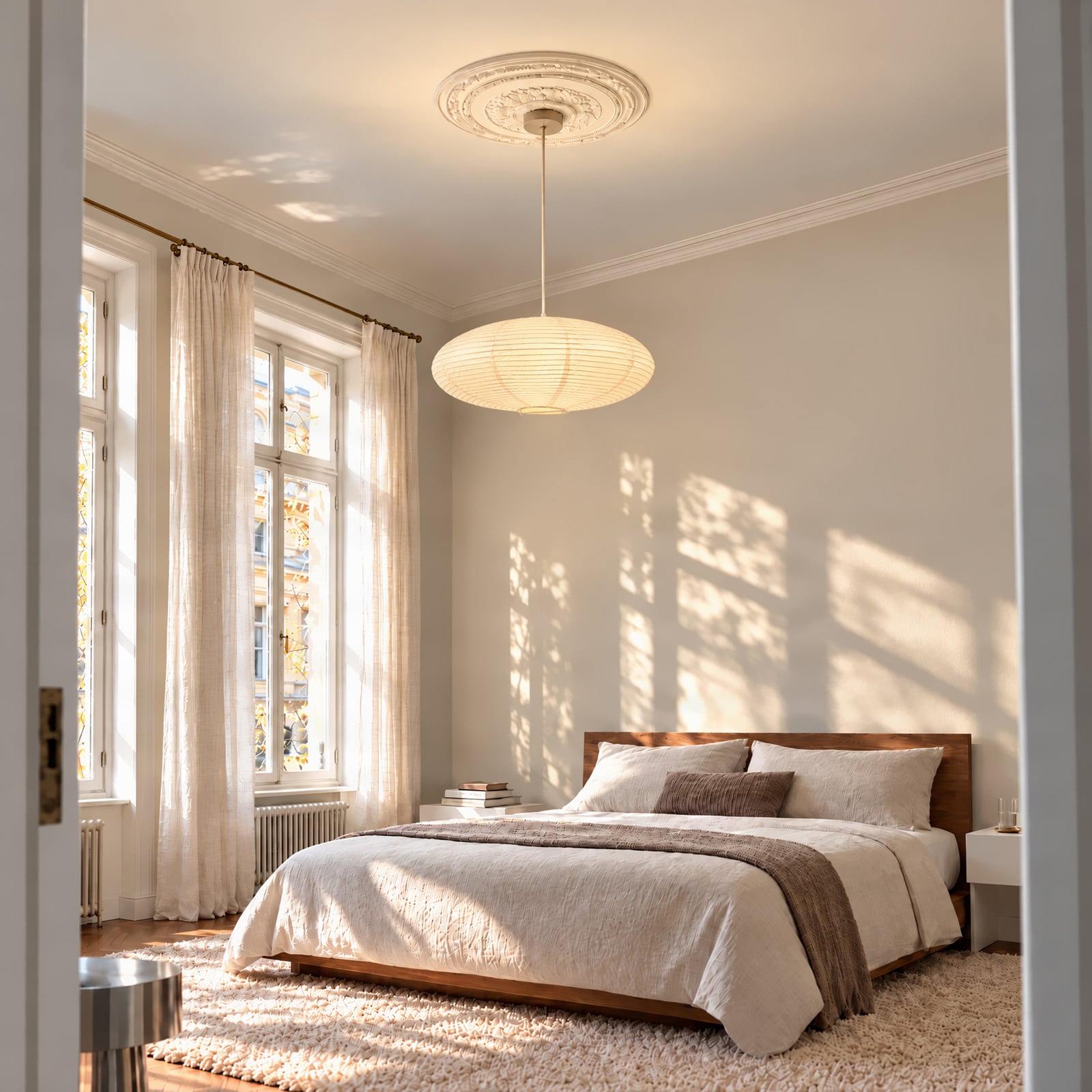Gerald pendant light, Ø 60 cm, white, paper, E27 – Lindby Gerald pendant light, Ø 60 cm, white, paper, E27 – Lindby
