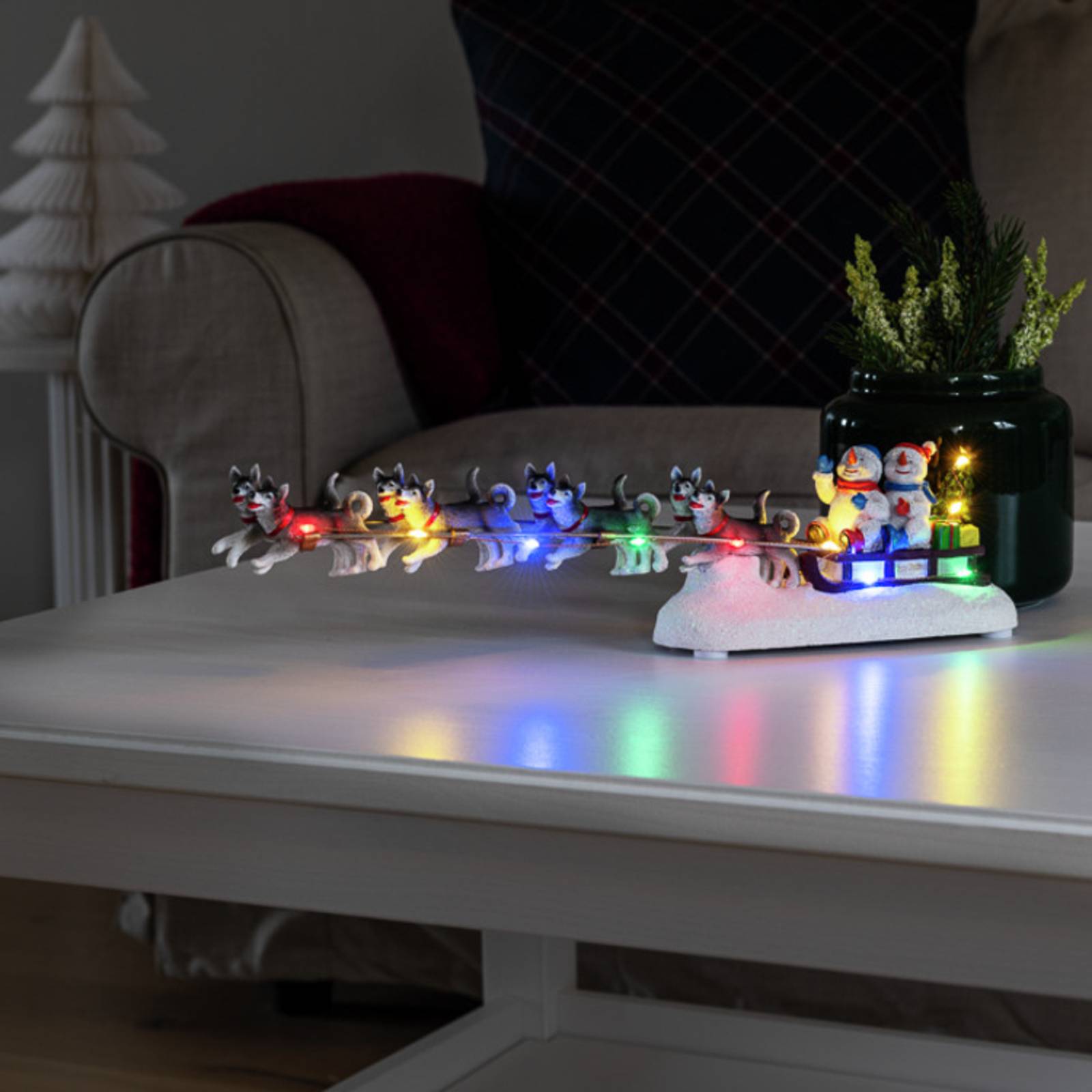 Konstsmide Christmas Déco table Bonhomme de neige traîneau LED colorées