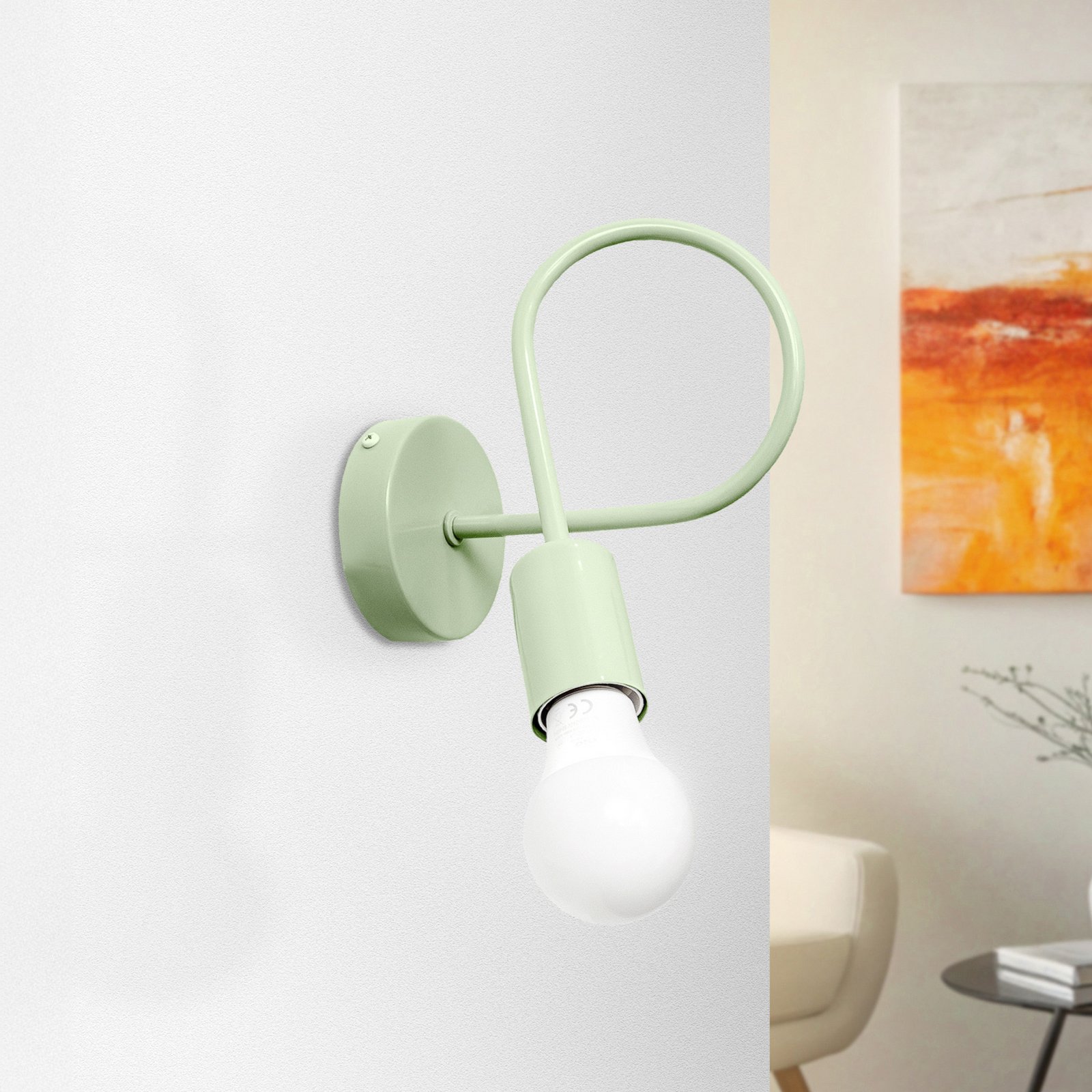 Vägglampa Oxford, grön, metall, 1-lampa, E27