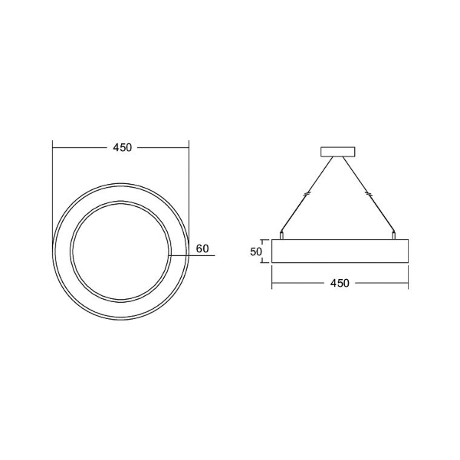BRUMBERB Biro Circle Ring5 direct CCT DALI, Ø 45 cm, λευκό