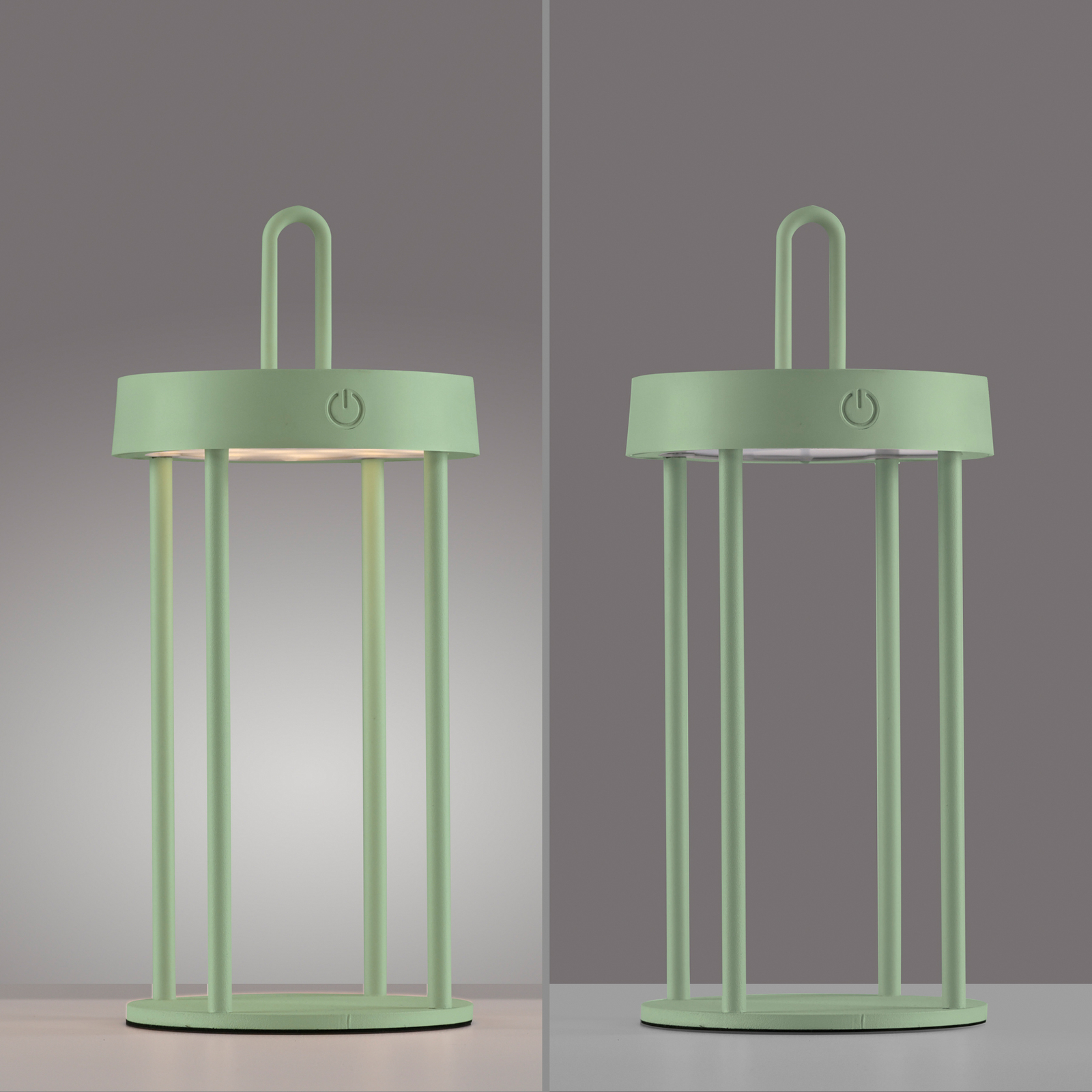 JUST LIGHT. Candeeiro de mesa recarregável Anselm LED, verde, 28 cm, ferro