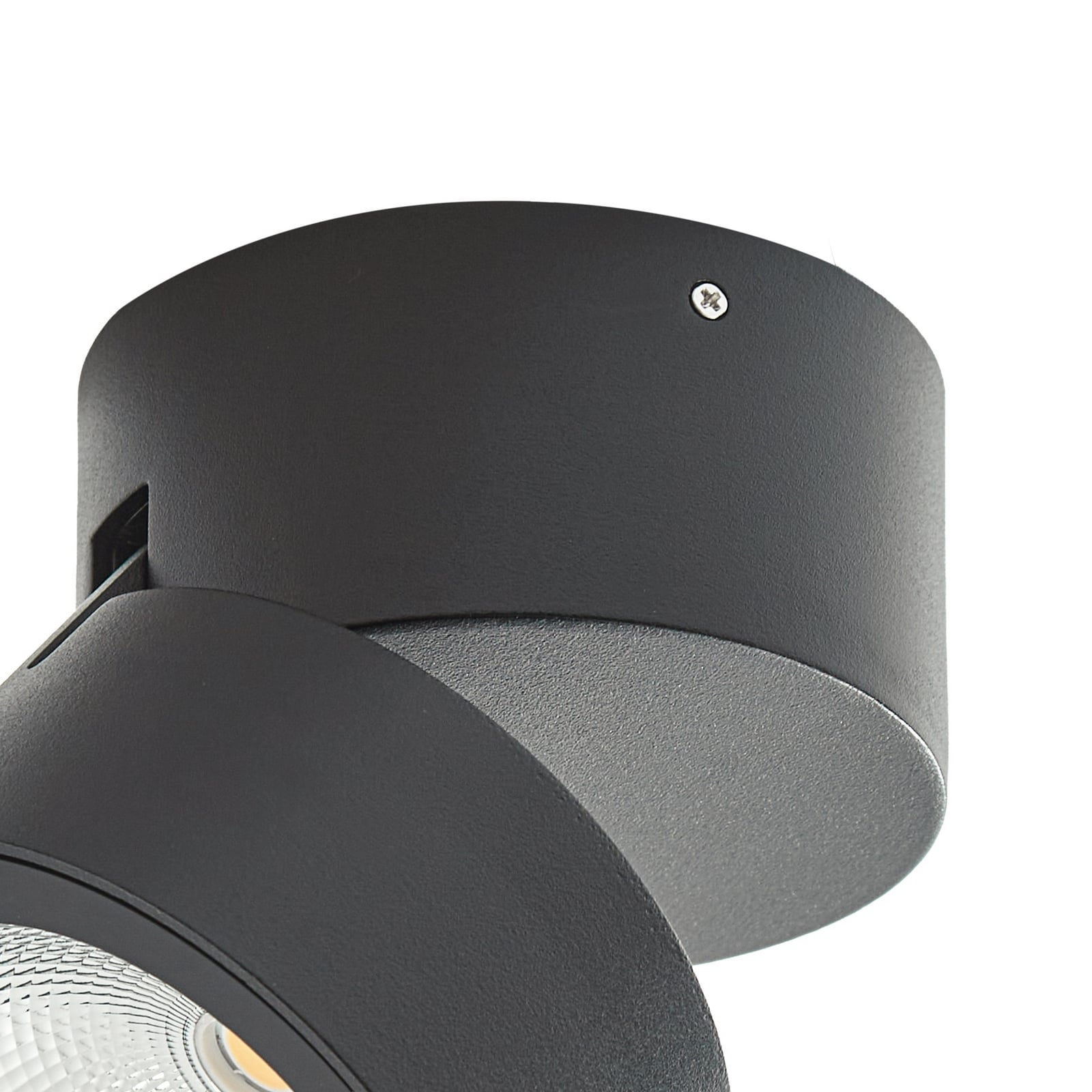 Lindby LED ceiling spotlight Nolivar, black, Ø 9 cm, IP54