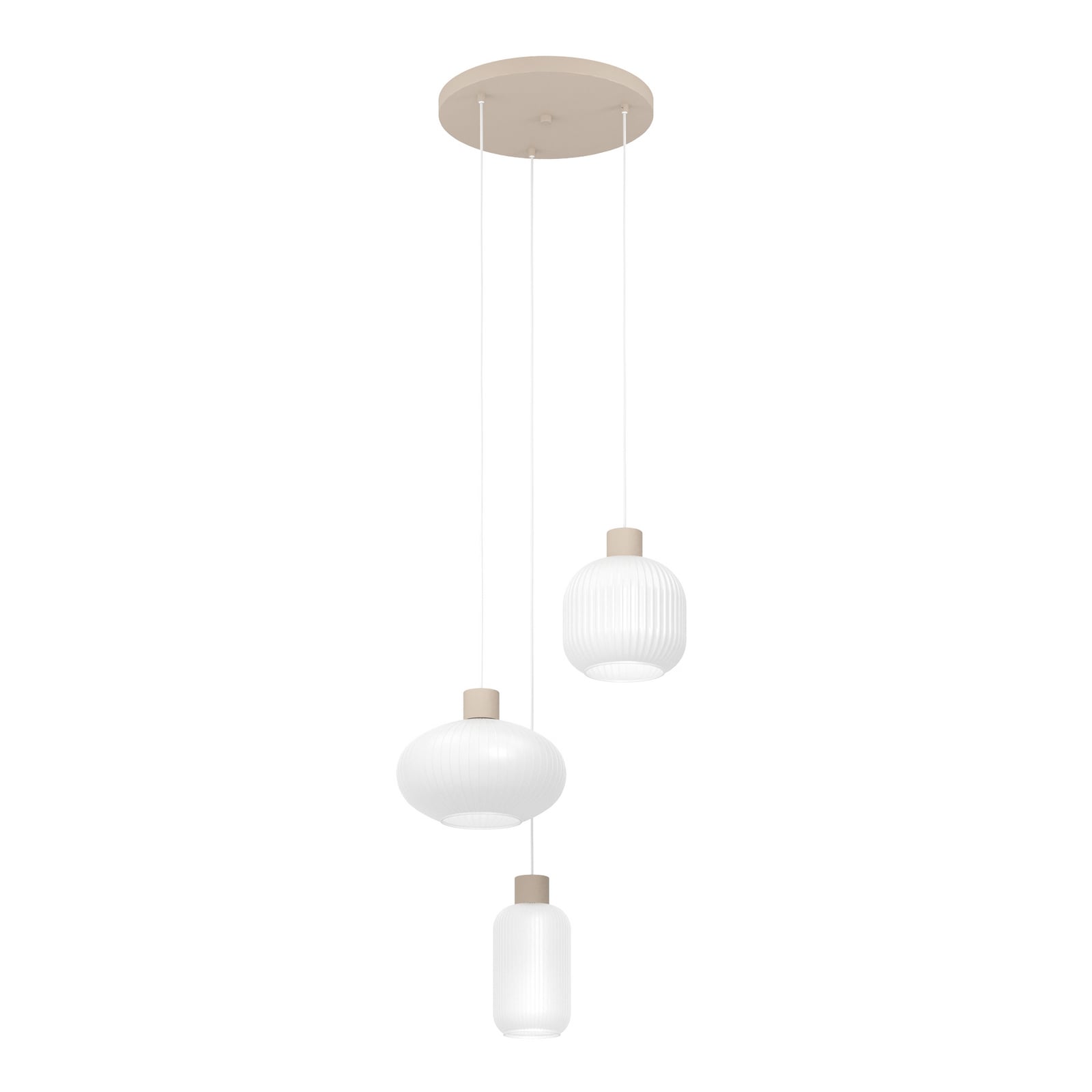 Hängeleuchte Dasmina, 3-flammig, weiß/sand, Glas, E27