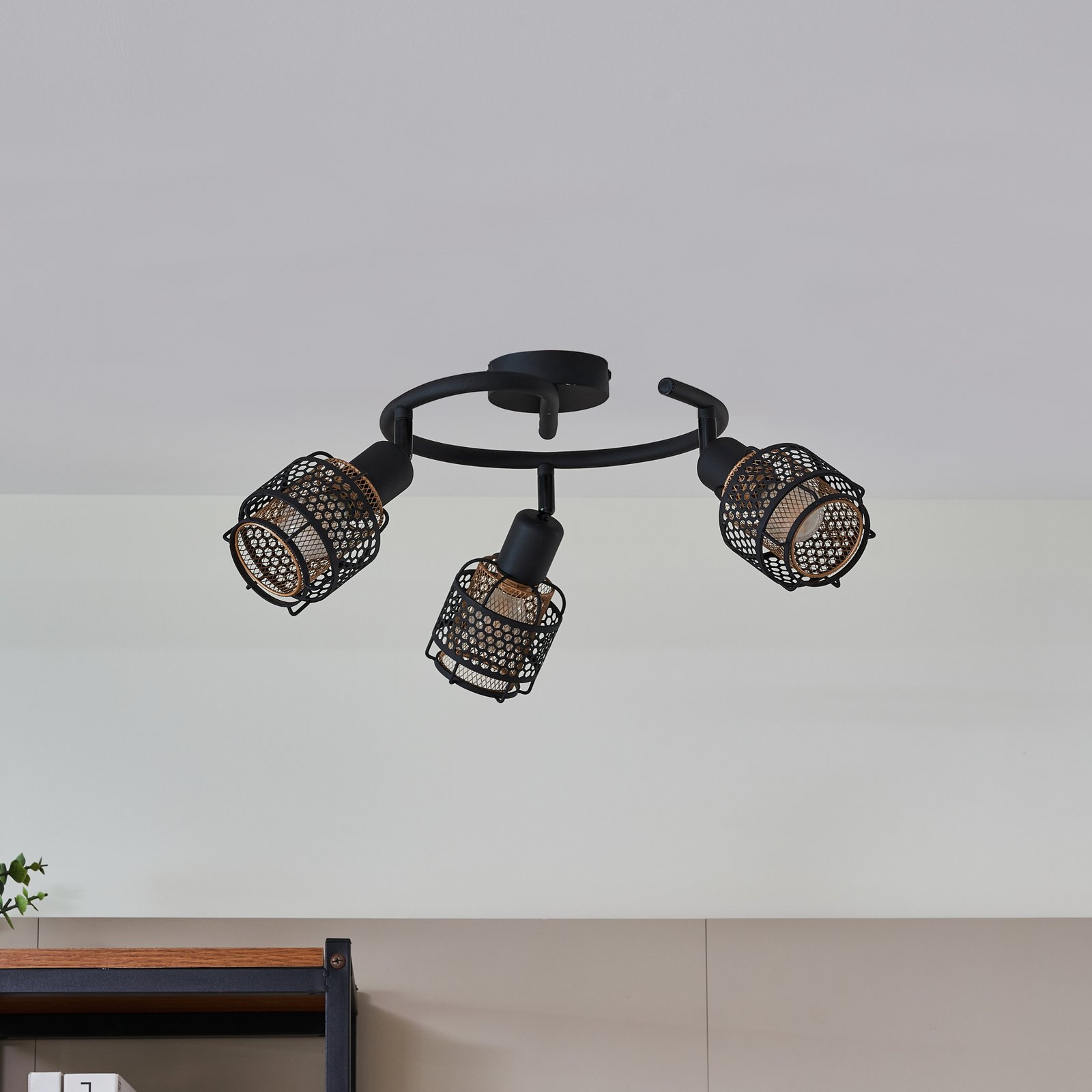 Eudoria 3 Round Lampa Sufitowa Black/Gold - Lindby