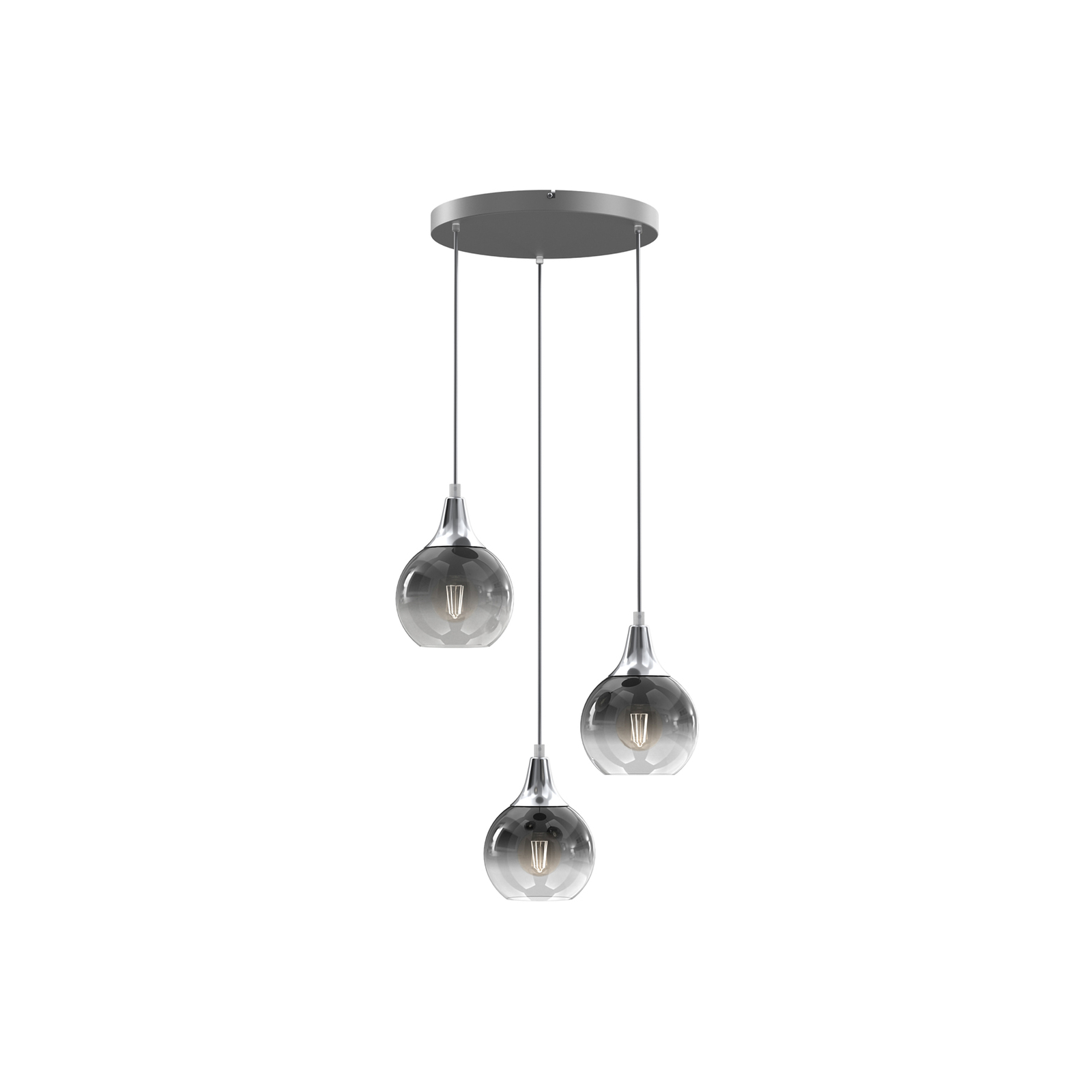 Hanglamp Monte, 3-lamps, rondel, zilver