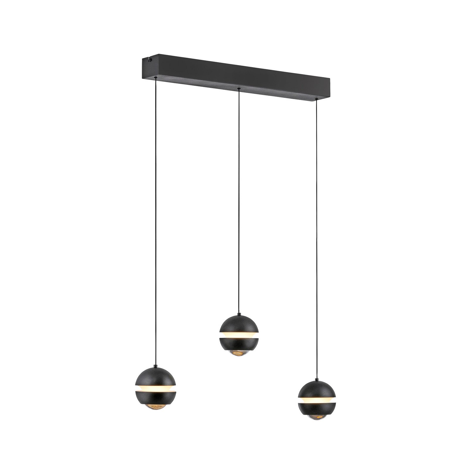 Schöner Wohnen LED závěsné světlo Lini černá 3-ramenná dlouhá 3 000 K