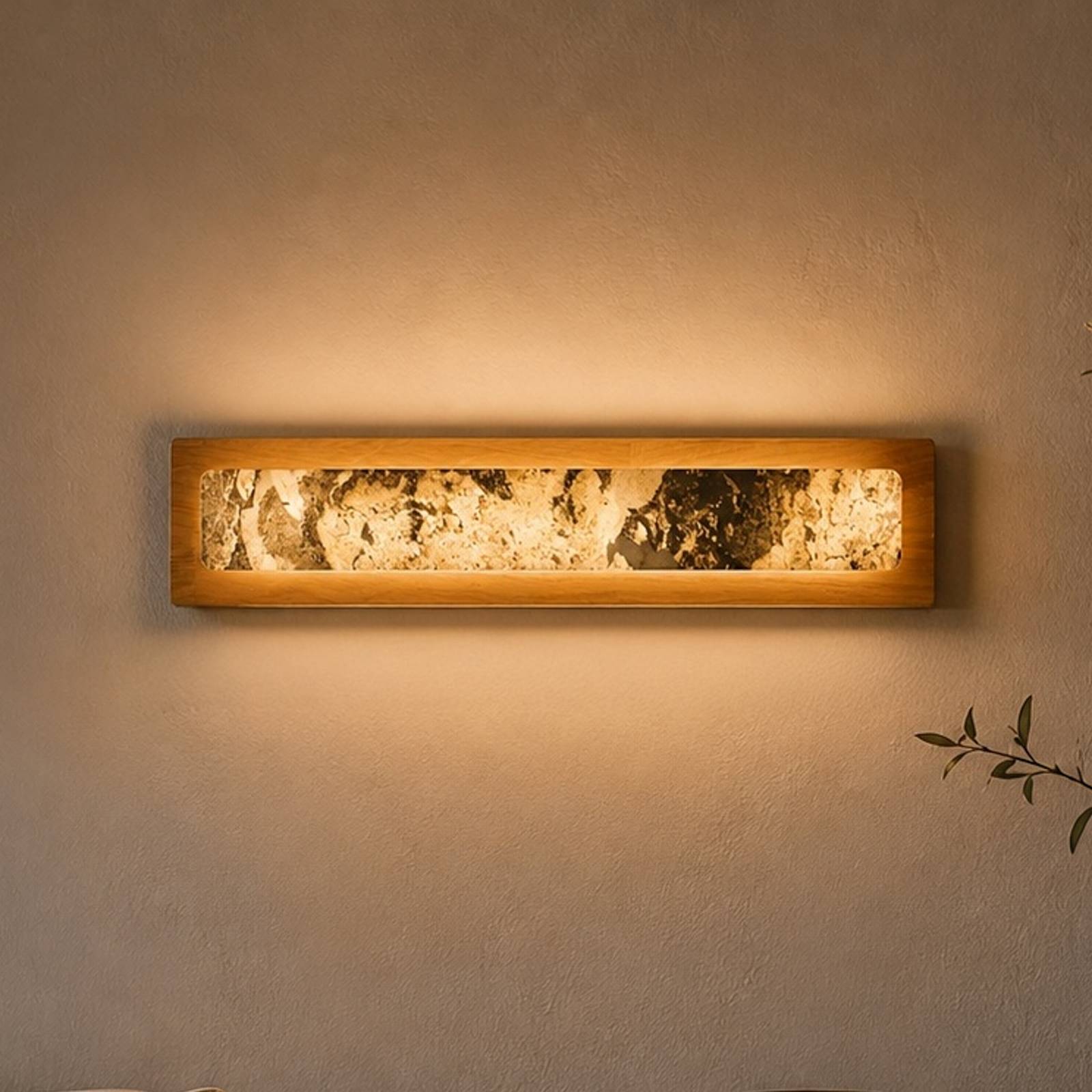 Kinkiet LED Chile L, dąb/kolorowy łupek, szerokość 20 cm