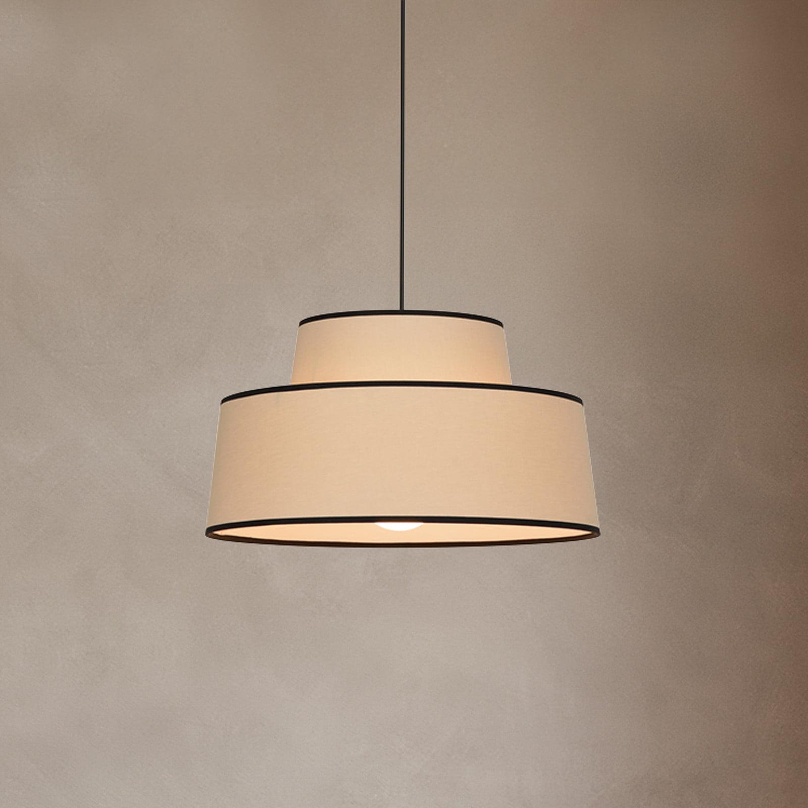 COREP Lampă suspendată Mallorca culoare calcar Ø 38 cm bumbac - Camera de zi / sufragerie - calcar negru - Țesătură / Textil