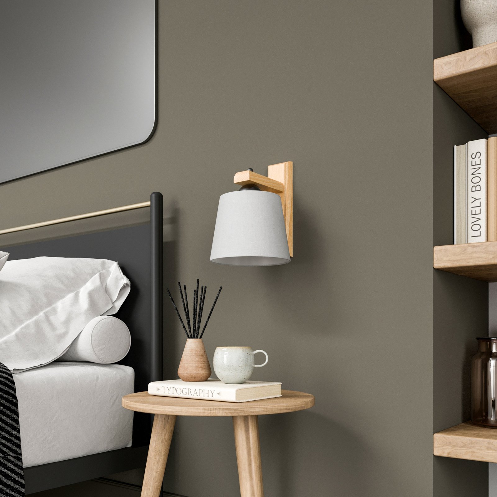 Sweden Applique Murale Blanc/Chêne rustique - Euluna